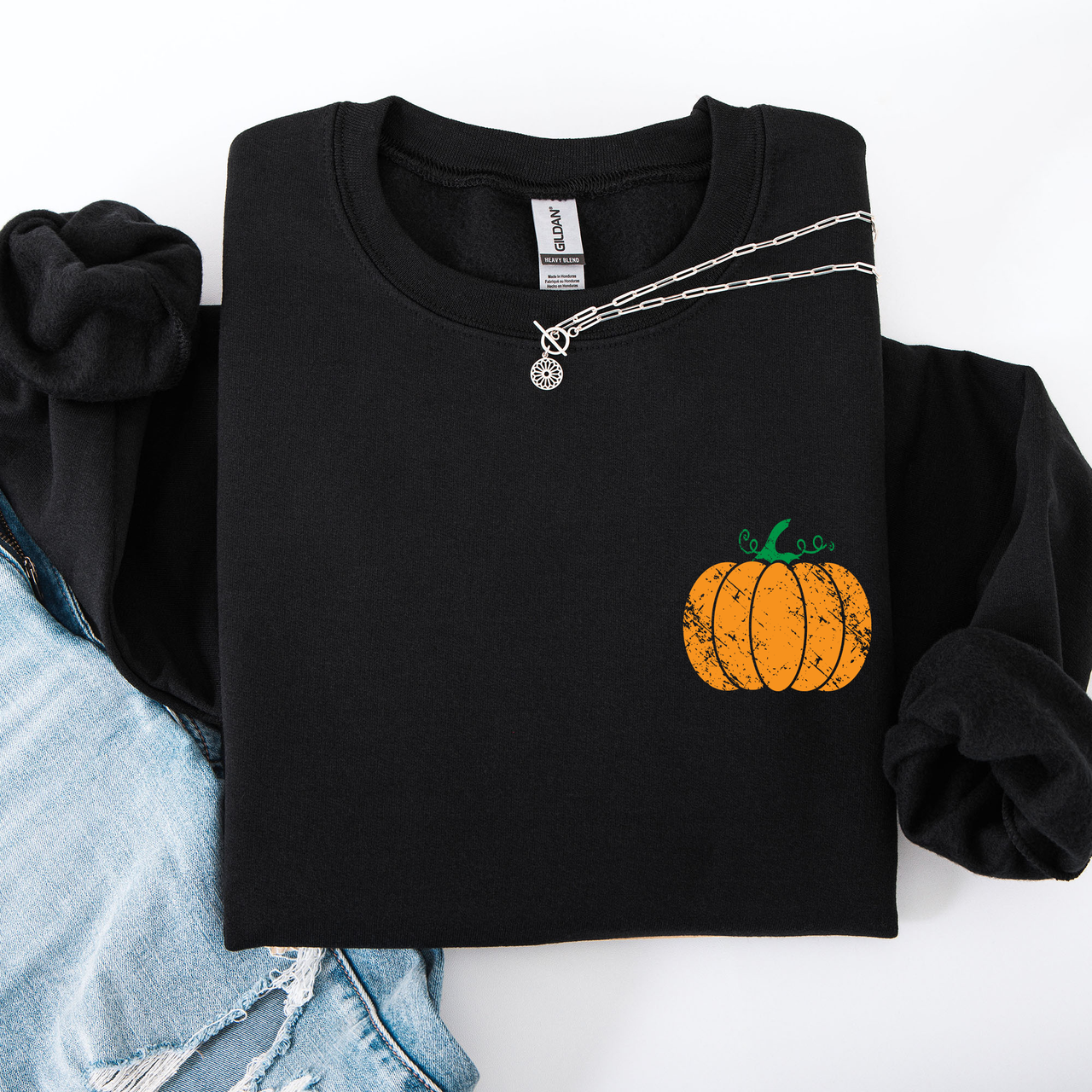 Pumpkin Halloween Fall Autumn Pocket Cozy Floral Sunflower Autumnal Design Sweatshirt