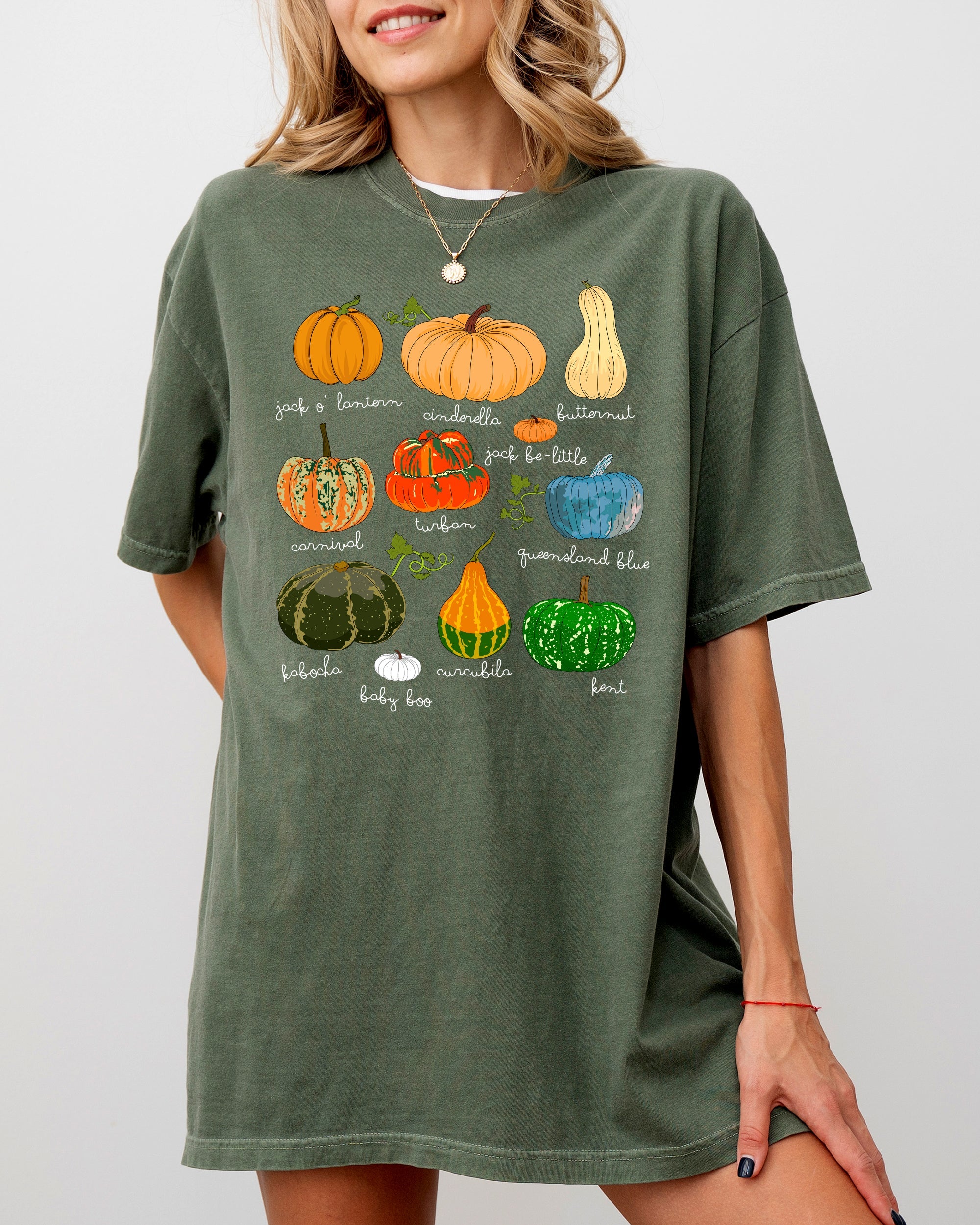 Pumpkins Jack-O-Lanterns Fall Halloween Thanksgiving Illustration Comfort Colors Tee