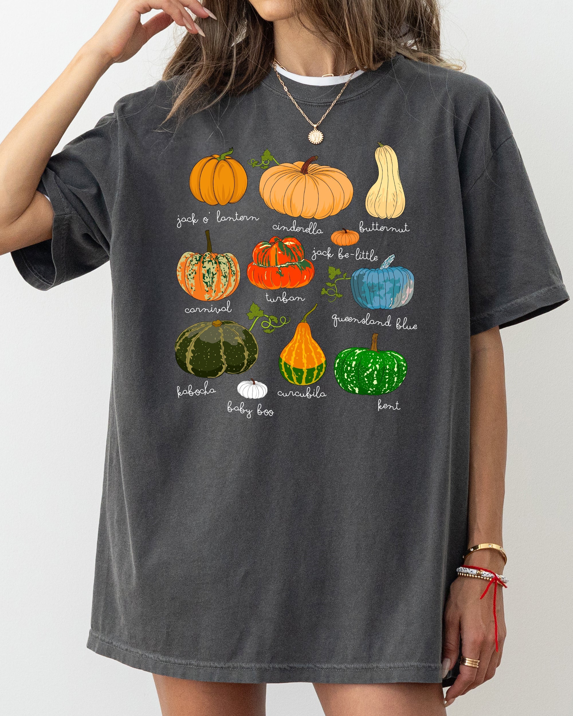 Pumpkins Jack-O-Lanterns Fall Halloween Thanksgiving Illustration Comfort Colors Tee