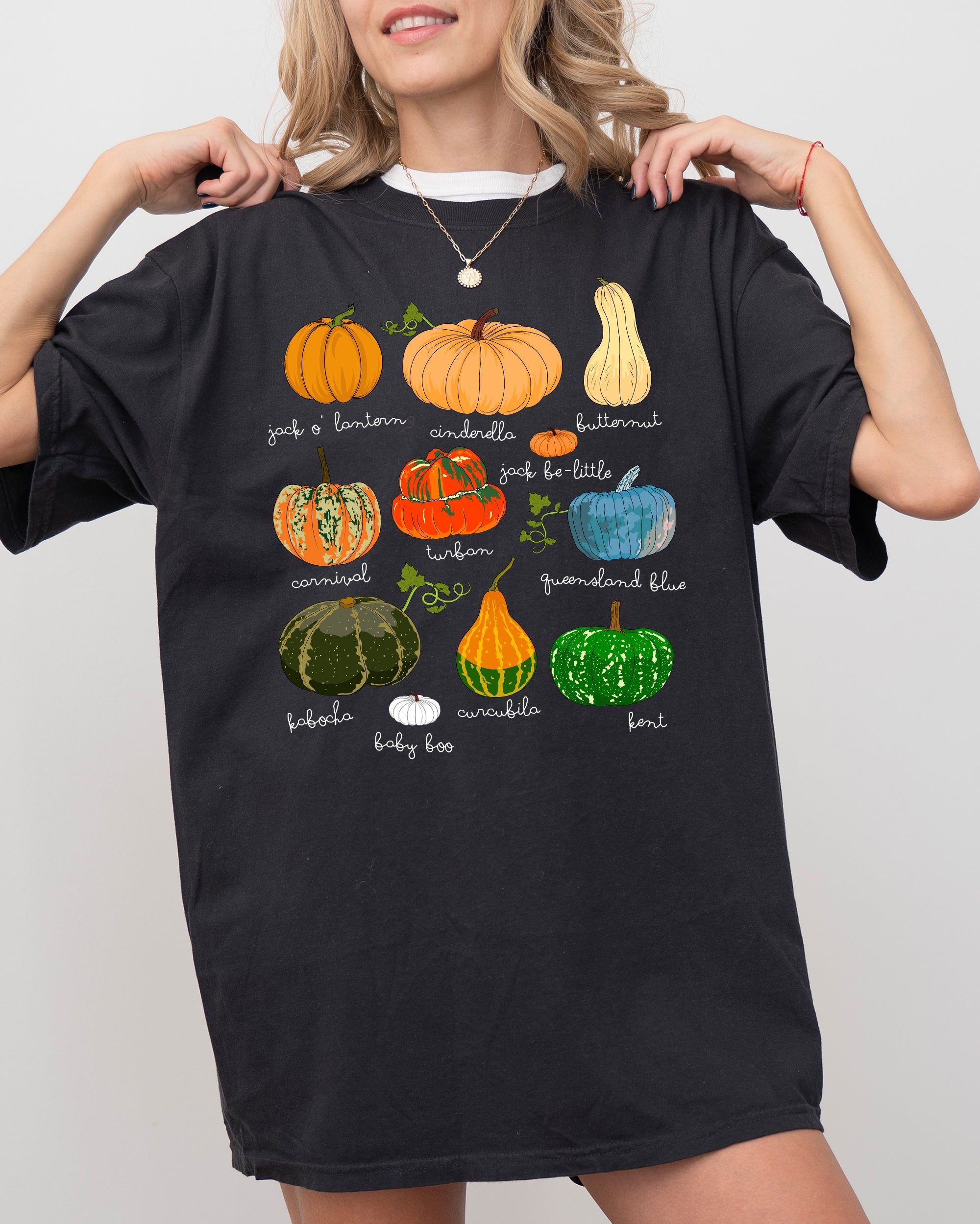 Pumpkins Jack-O-Lanterns Fall Halloween Thanksgiving Illustration Comfort Colors Tee