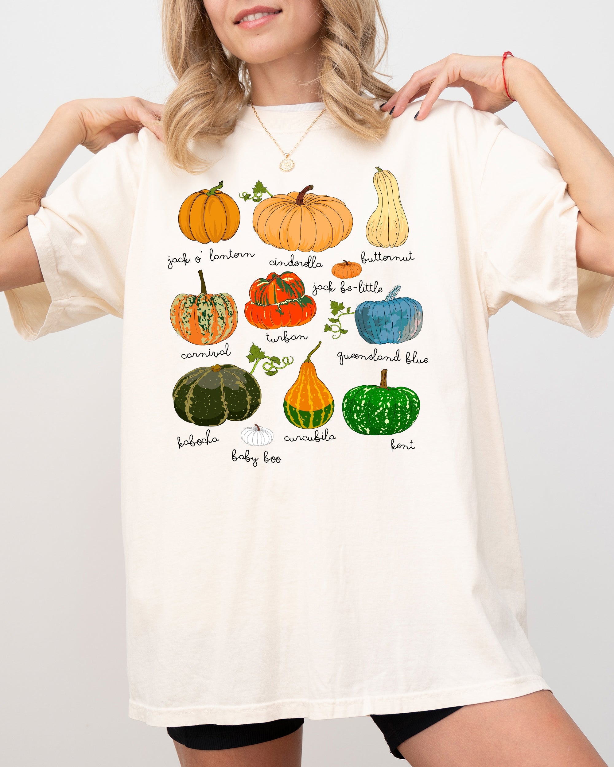 Pumpkins Jack-O-Lanterns Fall Halloween Thanksgiving Illustration Comfort Colors Tee