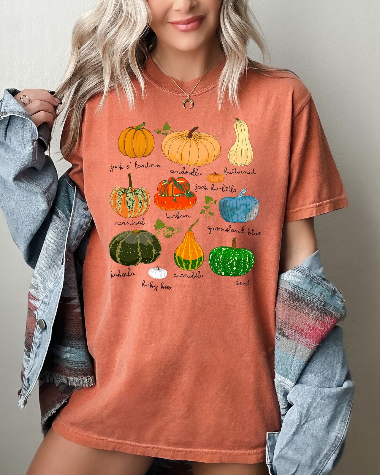 Pumpkins Jack-O-Lanterns Fall Halloween Thanksgiving Illustration Comfort Colors Tee