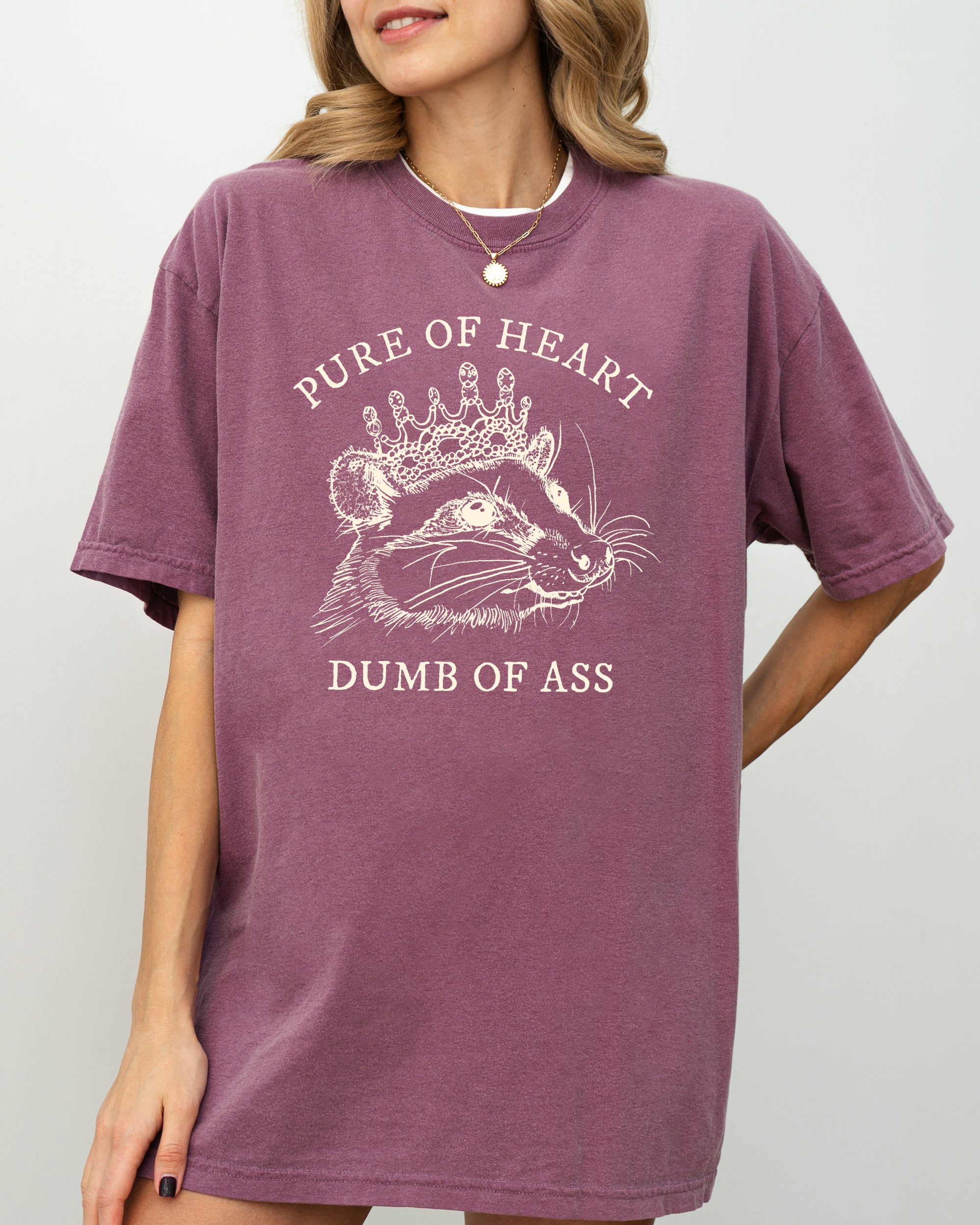 Pure Of Heart, Dumb Of Ass Possum Opossum Quote Statement Edition Comfort Colors Tee