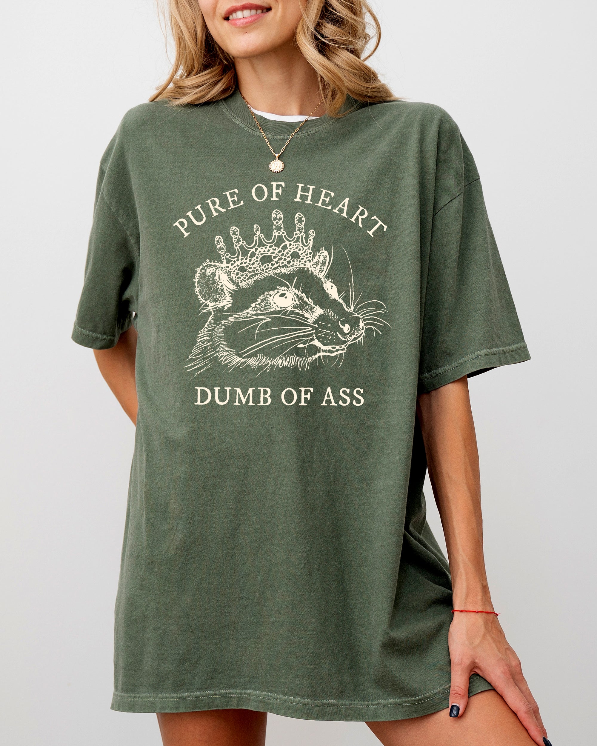 Pure Of Heart, Dumb Of Ass Possum Opossum Quote Statement Edition Comfort Colors Tee