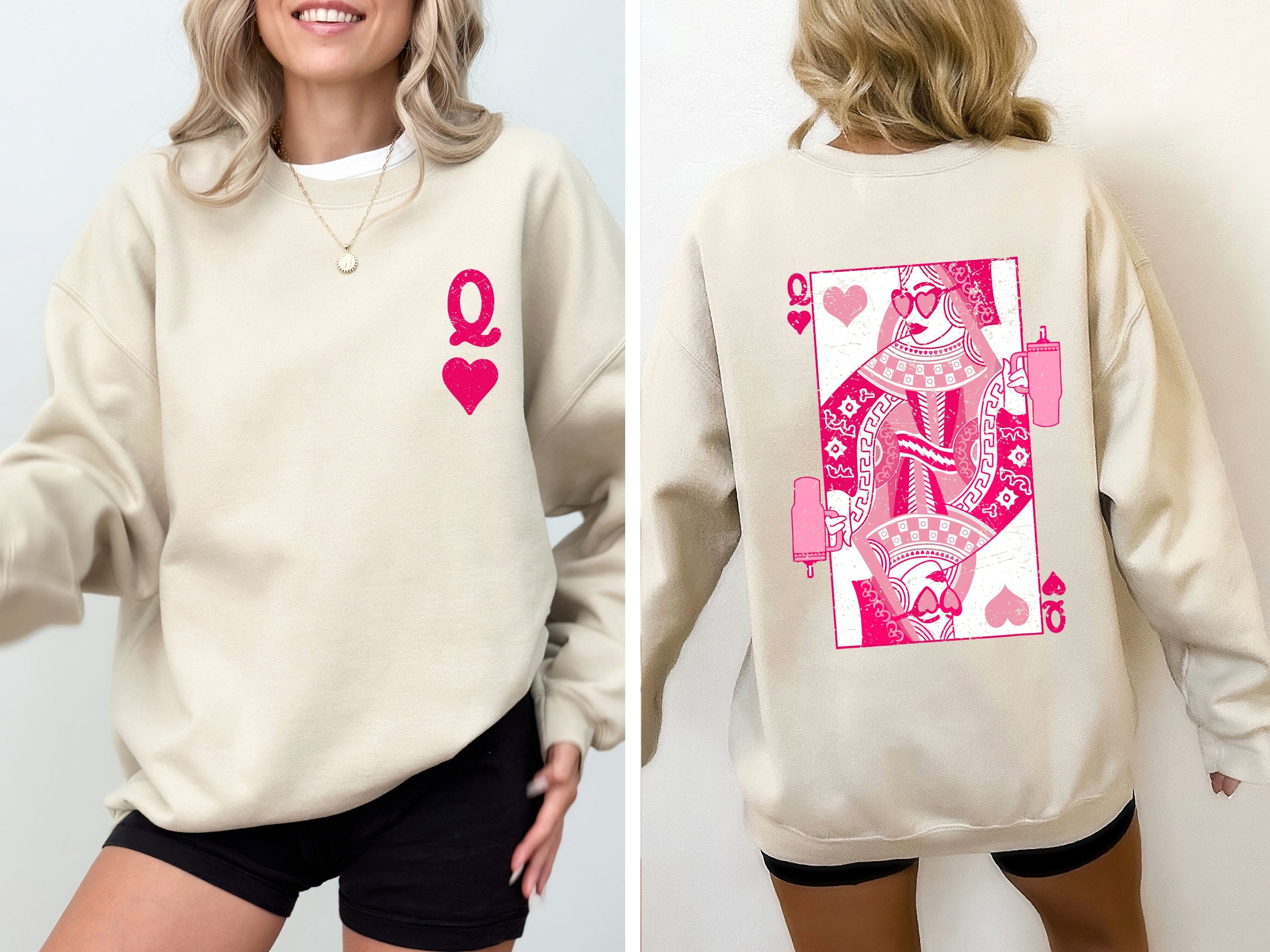 Queen of Hearts Cards and Games Valentine's Day Themed Vintage Cozy Design Sweatshirt