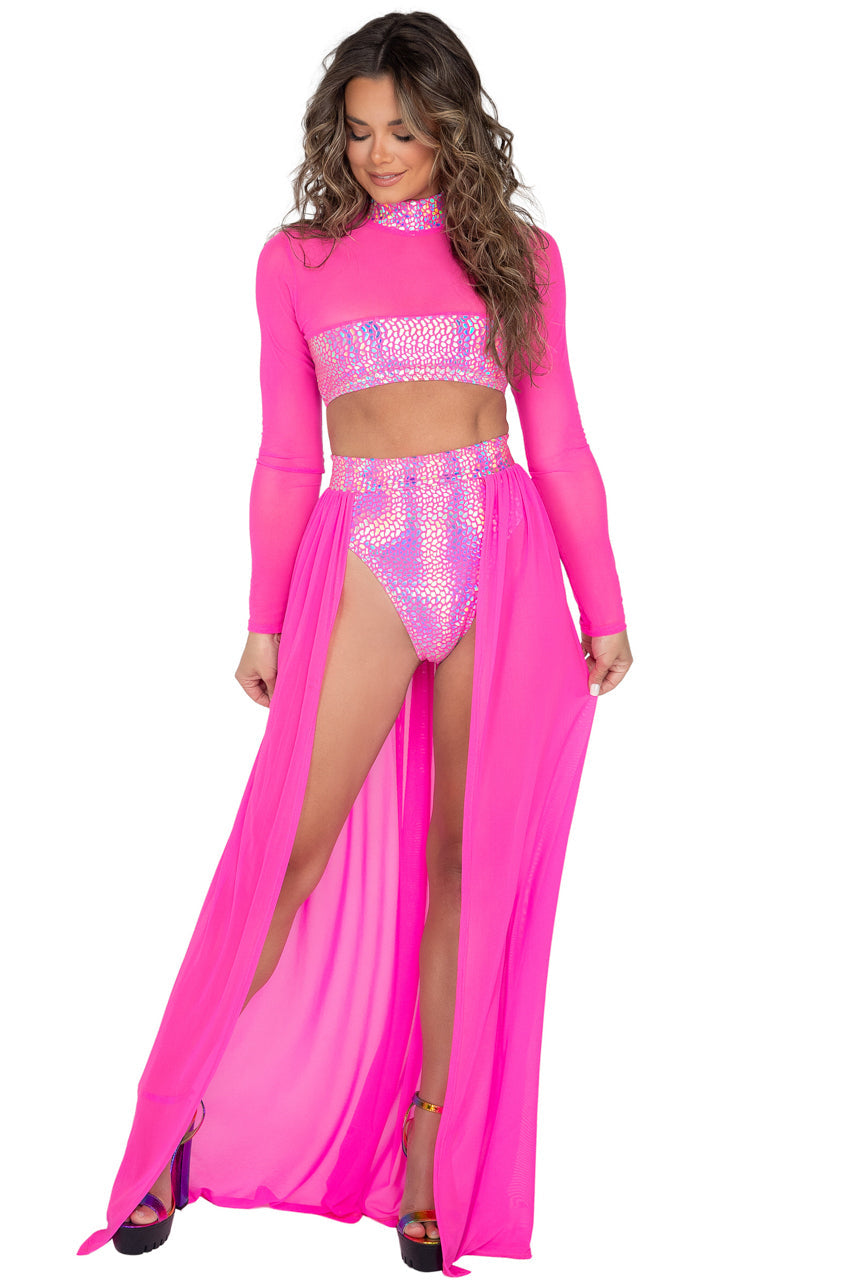 Sheer Open Skirt with Waist Band