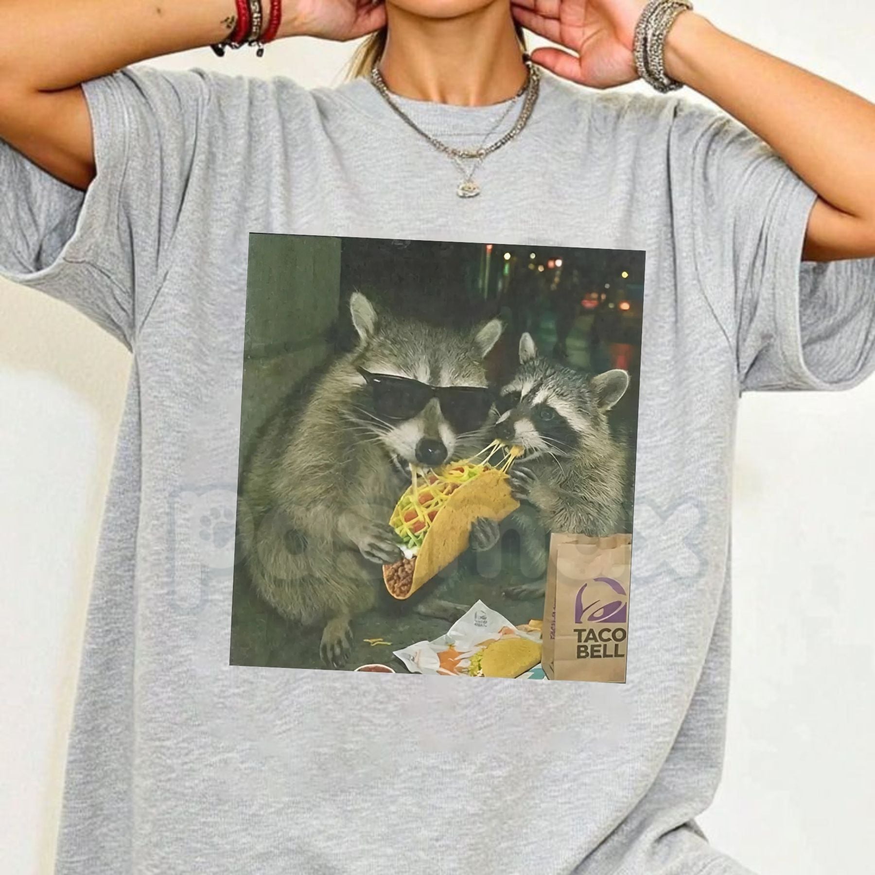 Raccoon Eating Taco Funny T-Shirt - Trash Panda Meme Graphic Tee, Premium 100% Cotton Animal Snack Shirt, Hilarious Raccoon Lover Top, Unique Foodie Humor Apparel, Soft Lived-In Unisex Streetwear