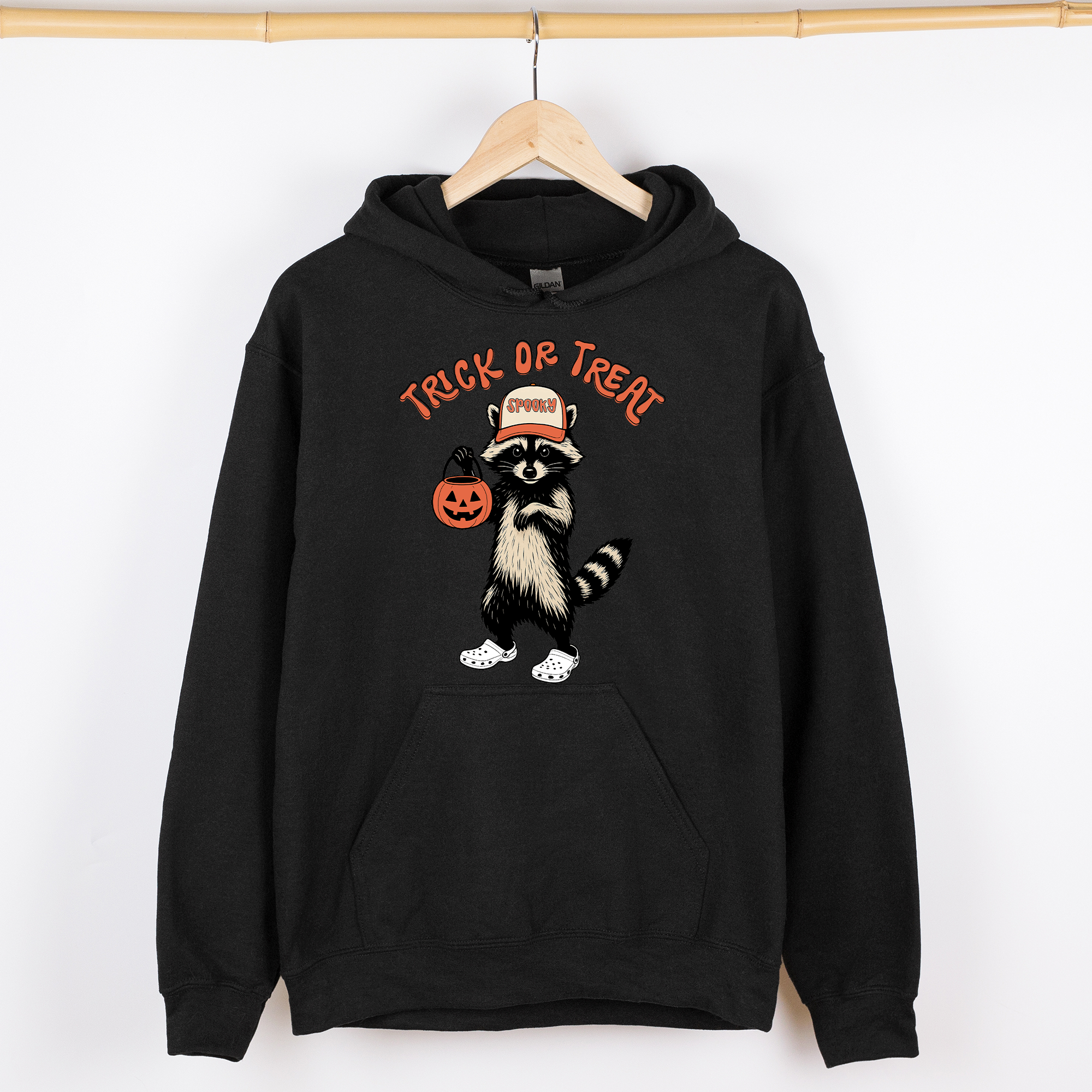 Raccoon Trick Or Treat Halloween Mischief Spooky Costume Night Meme Vintage Print Graphic Hoodie