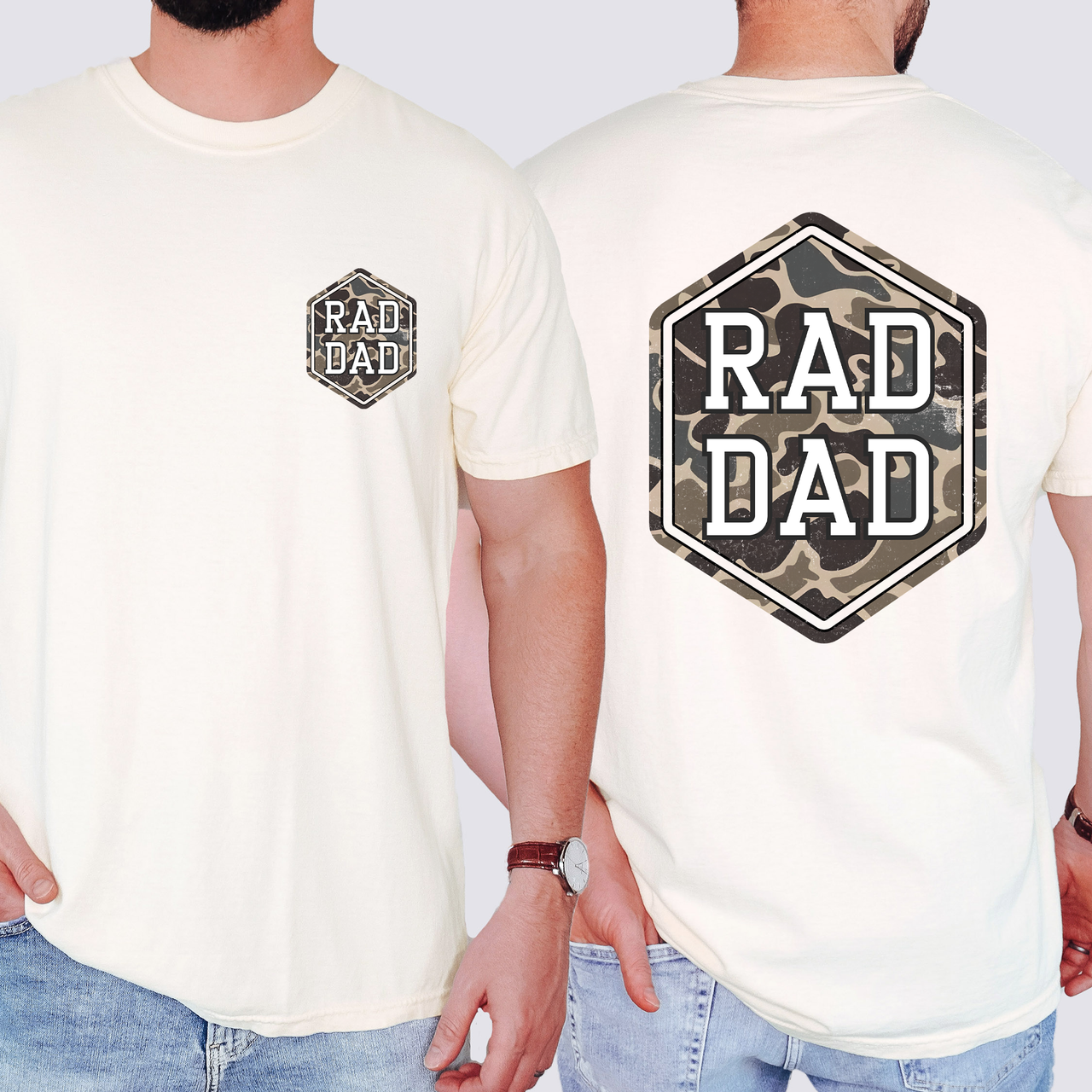 Rad Dad Camouflage Camo Pattern Bold Retro Dad Style Old School Graphic Comfort Colors Tee