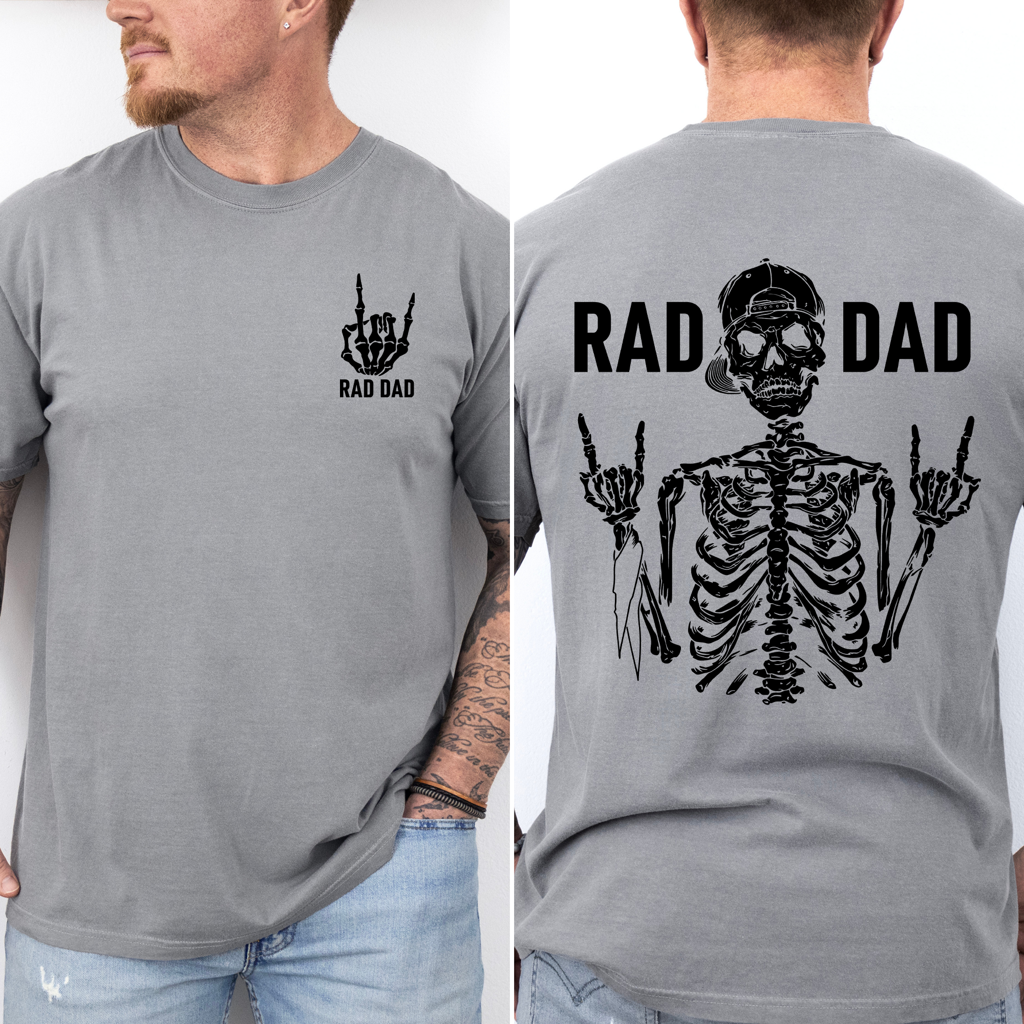 Rad Dad Skeleton Father's Day Edition Bold Skeleton Art For Dads Husbands And Brothers Comfort Colors Tee