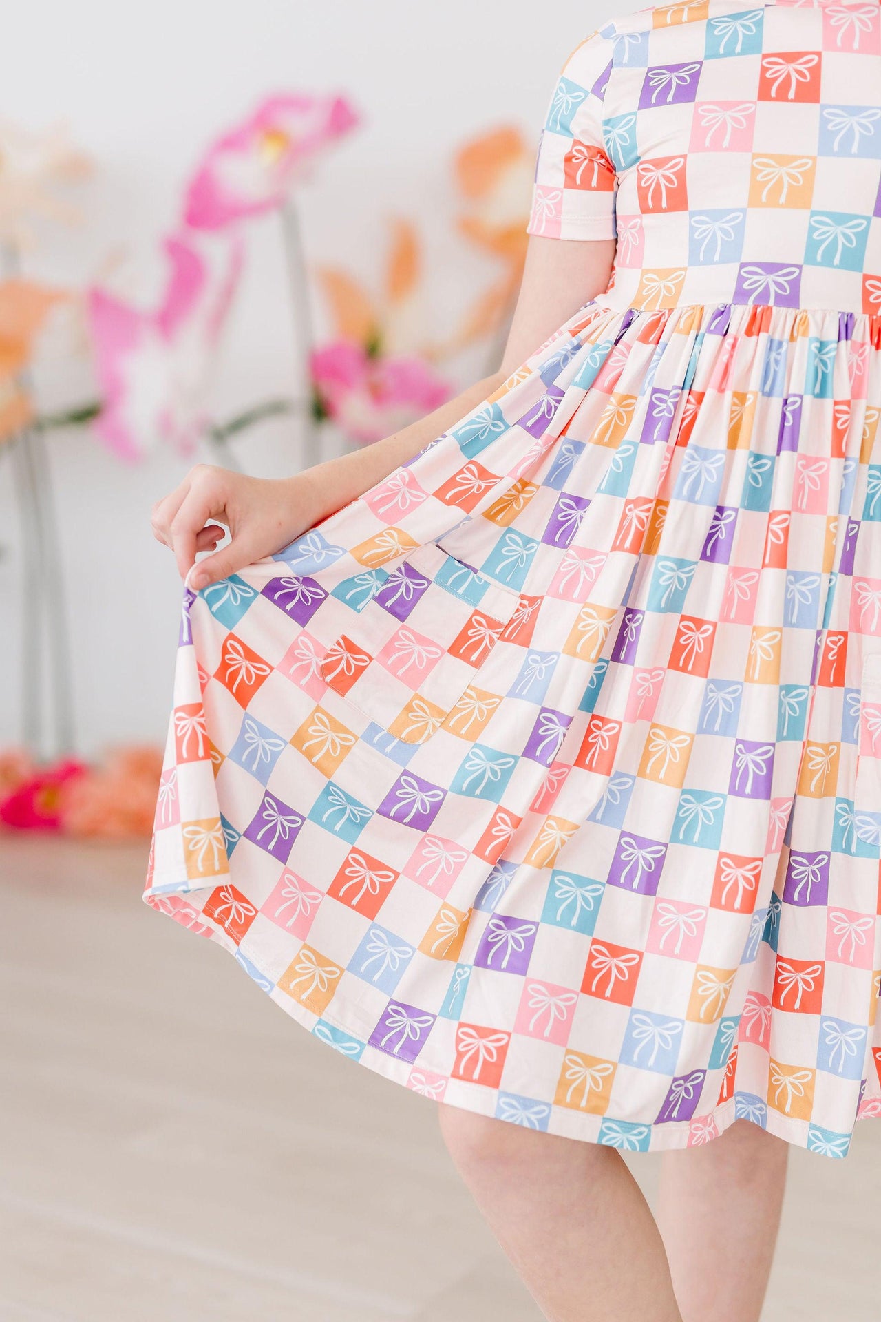 SALE Rainbow Ribbons S/S Pocket Twirl Dress