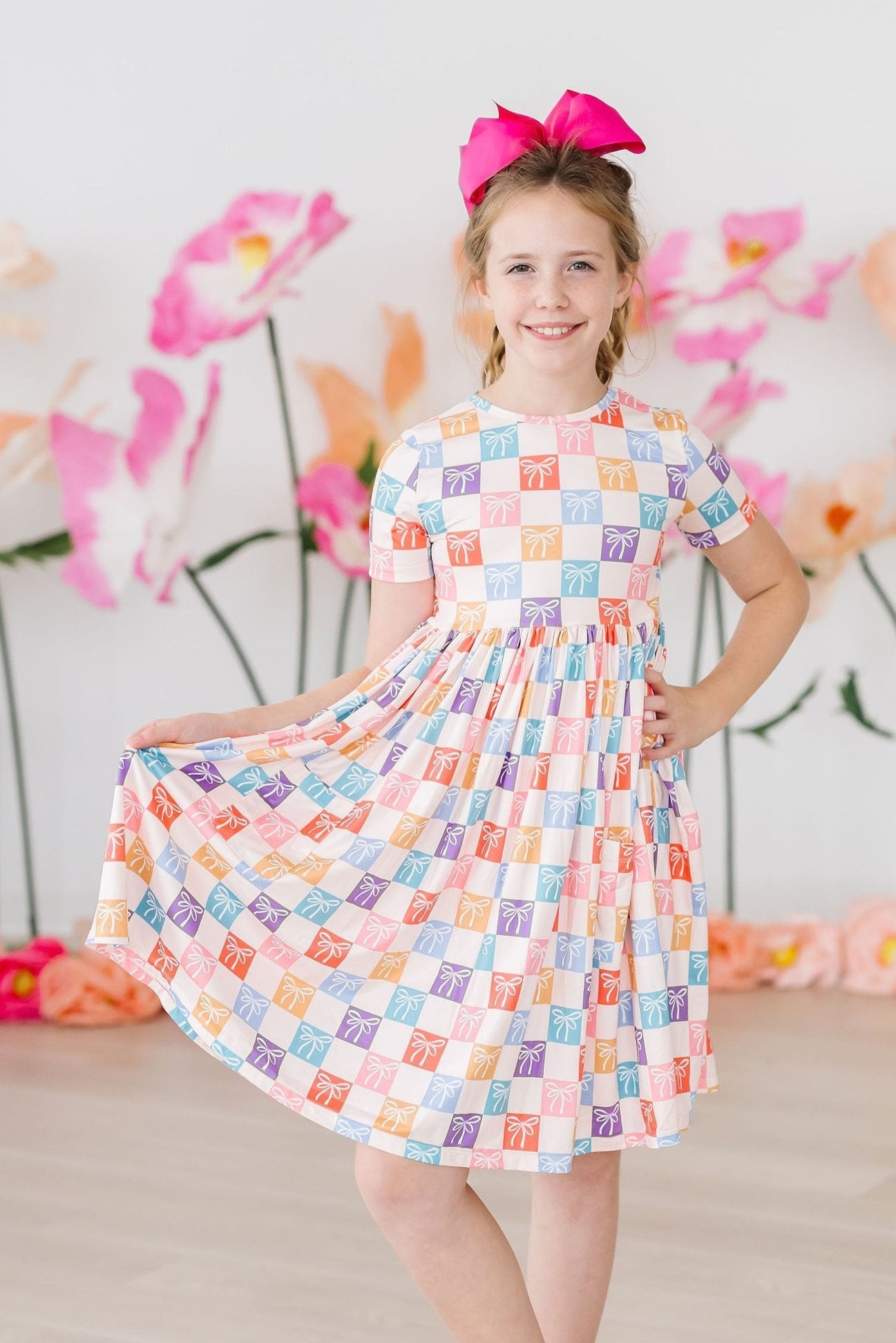 SALE Rainbow Ribbons S/S Pocket Twirl Dress