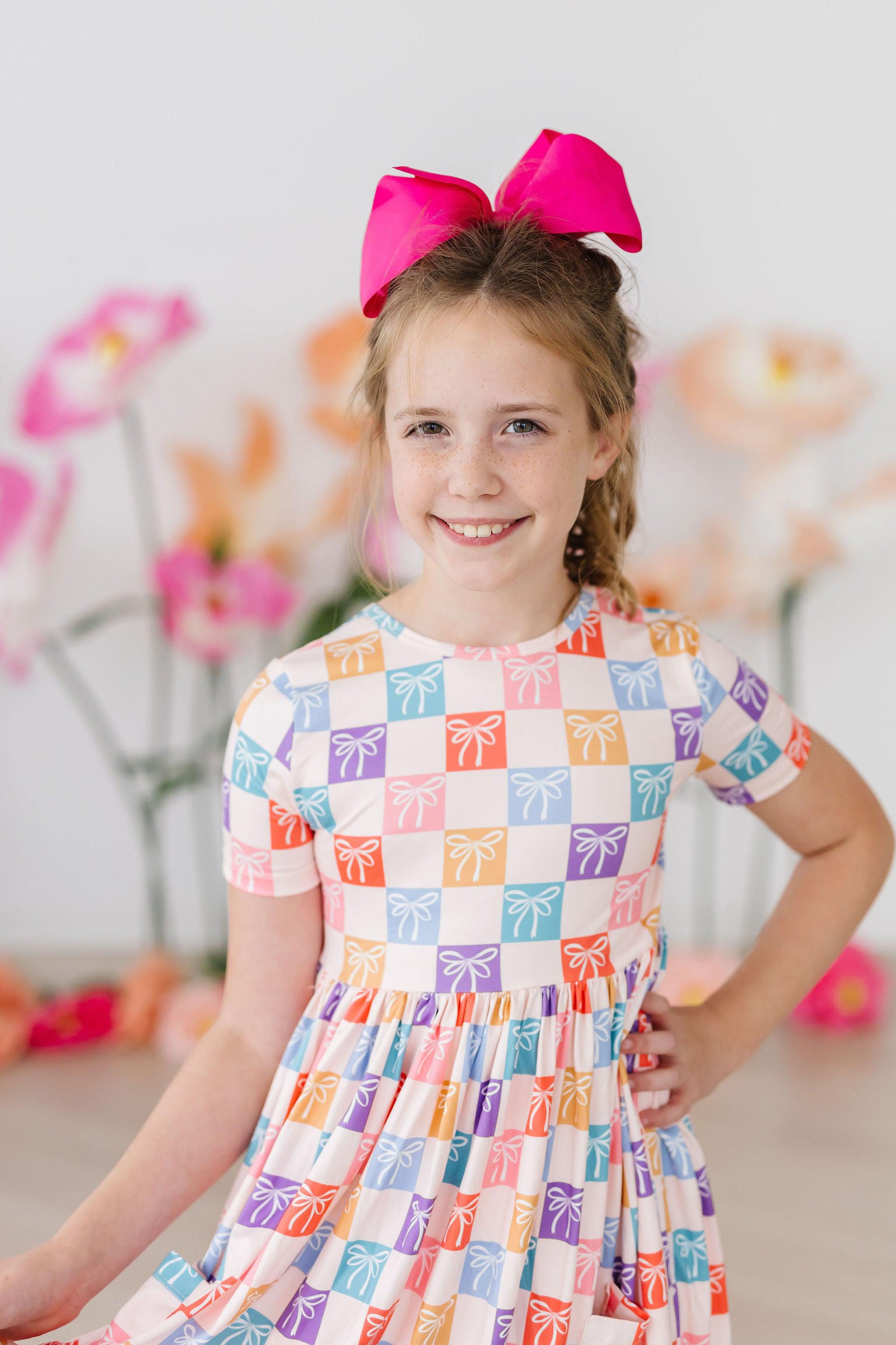 SALE Rainbow Ribbons S/S Pocket Twirl Dress