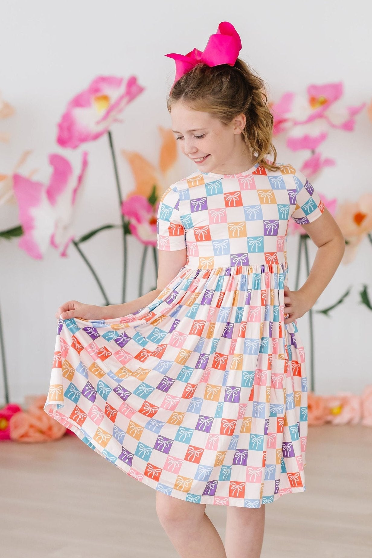 SALE Rainbow Ribbons S/S Pocket Twirl Dress