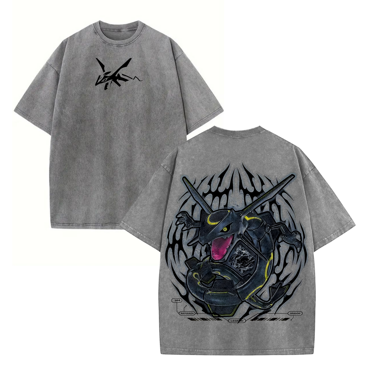 Rayquaza Anime Tee – Vintage Oversized Acid Wash Heavyweight Cotton Shirt