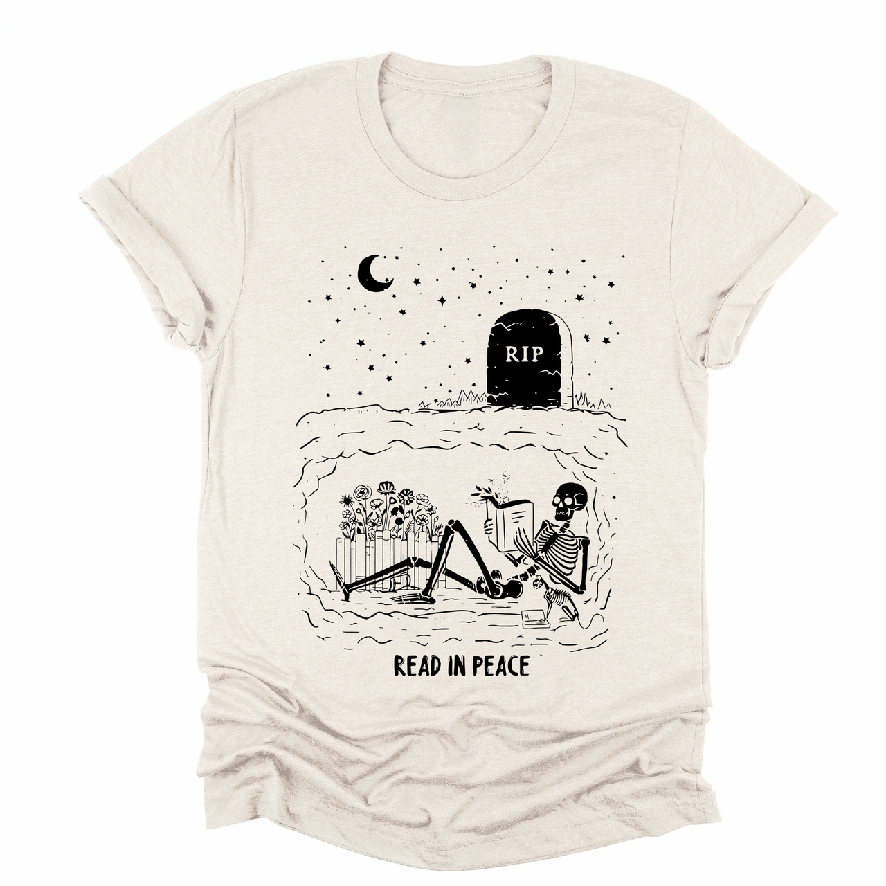 Read In Peace Skeleton RIP Halloween BookTok Library Bookish Edition Graphic Tee