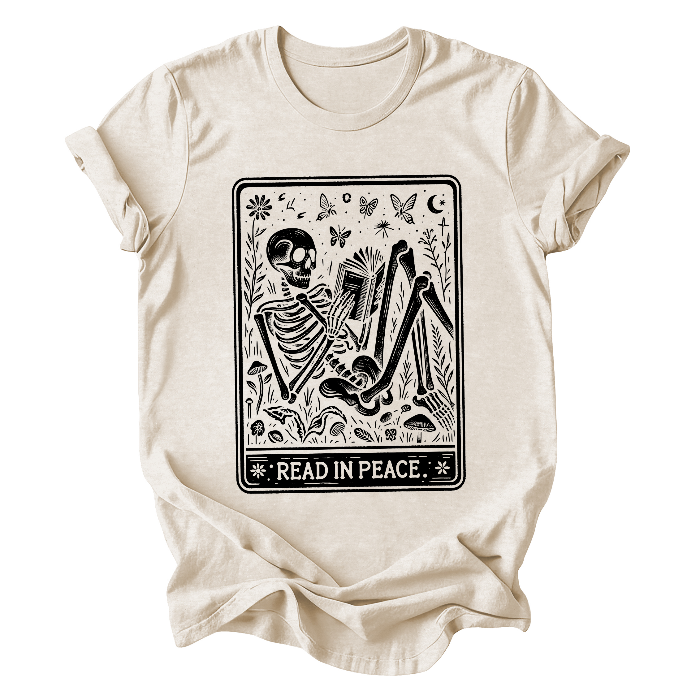 Read In Peace Tarot Skeleton Halloween Booktok Library Bookish Collector Edition Graphic Tee