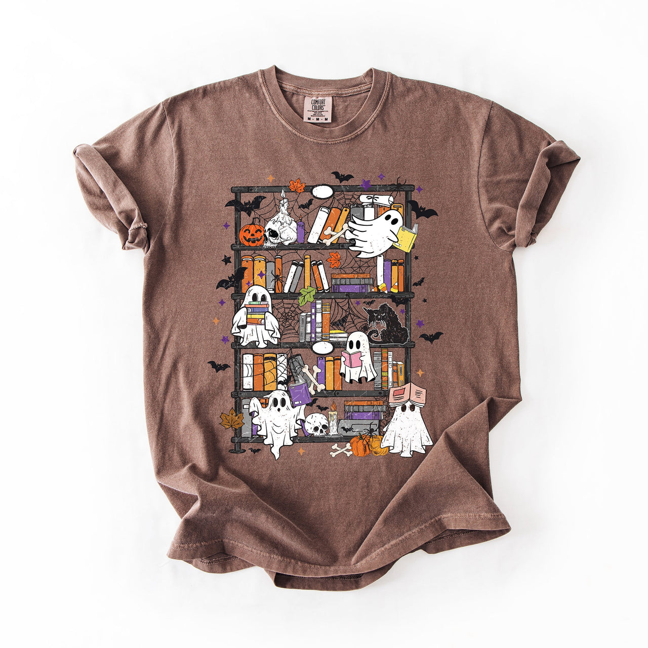 Reading Ghosts Bookish Library Spooky Halloween Booktok Classic Literary Lovers Cozy Comfort Colors Tee