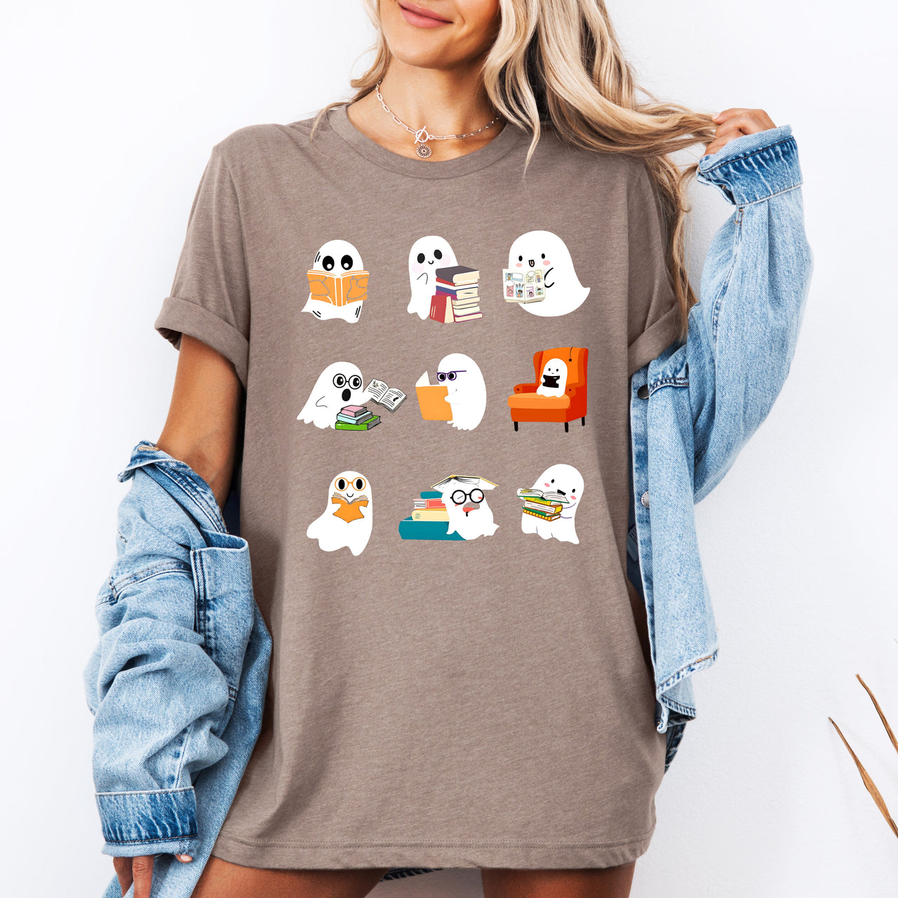 Reading Ghosts Halloween Library Books Spooky Story Lovers Edition Collectible Limited Print Graphic Tee