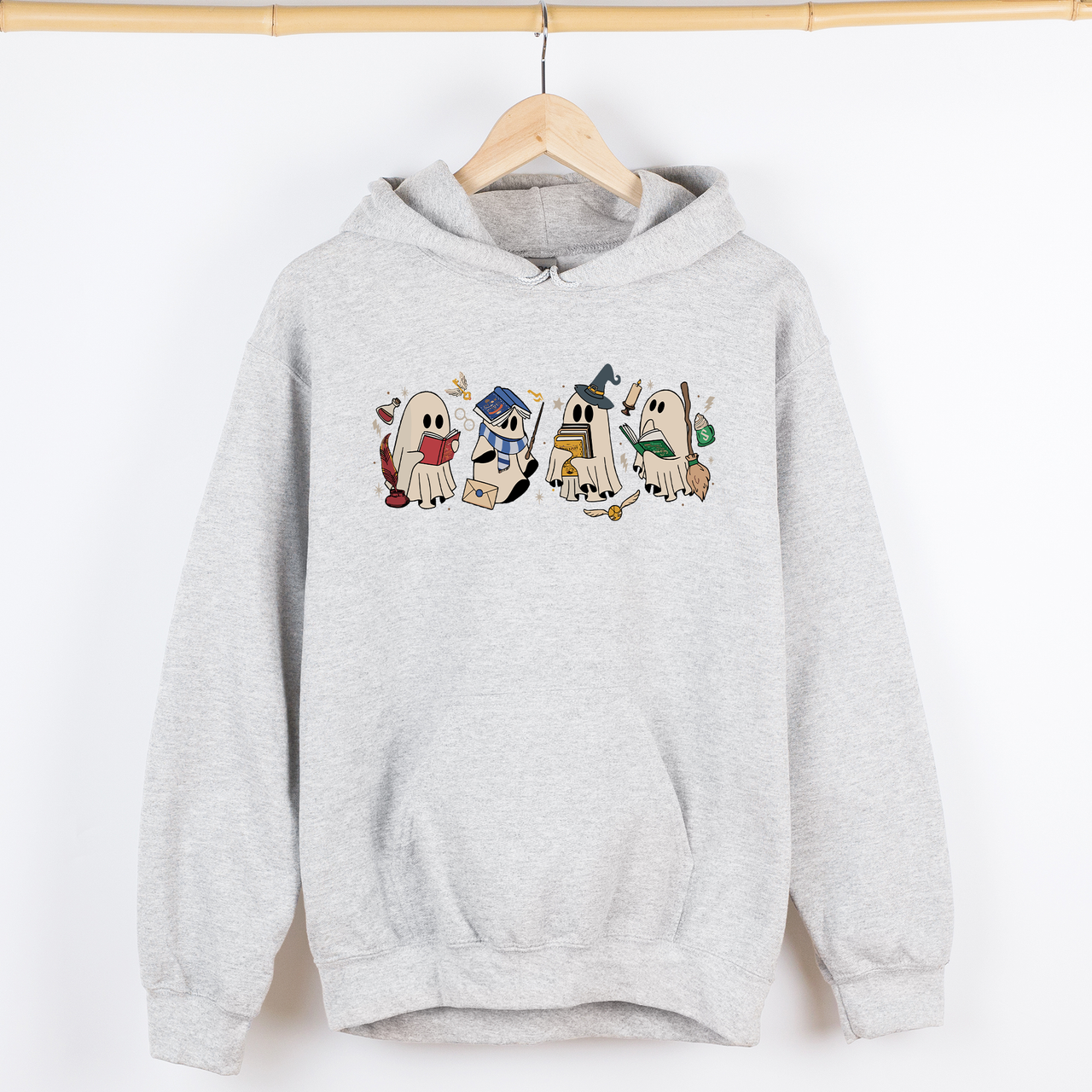 Reading Ghosts, Witches, Wizards of the Haunted Library at Midnight, Cozy Seasonal Favorite Graphic Hoodie