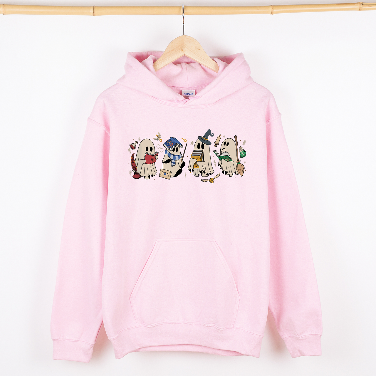 Reading Ghosts, Witches, Wizards of the Haunted Library at Midnight, Cozy Seasonal Favorite Graphic Hoodie