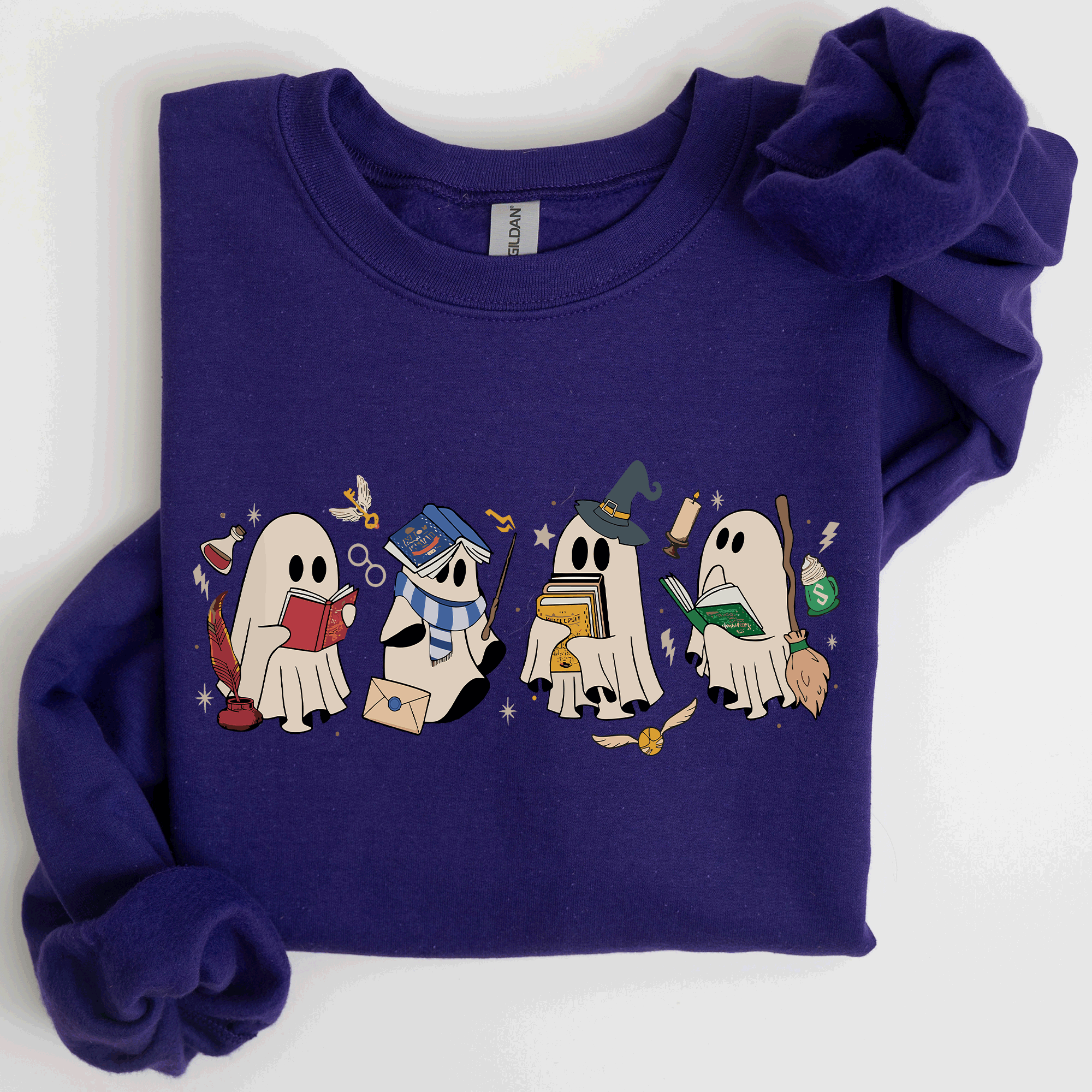 Reading Ghosts, Witches, Wizards, Halloween Graphic Sweatshirt