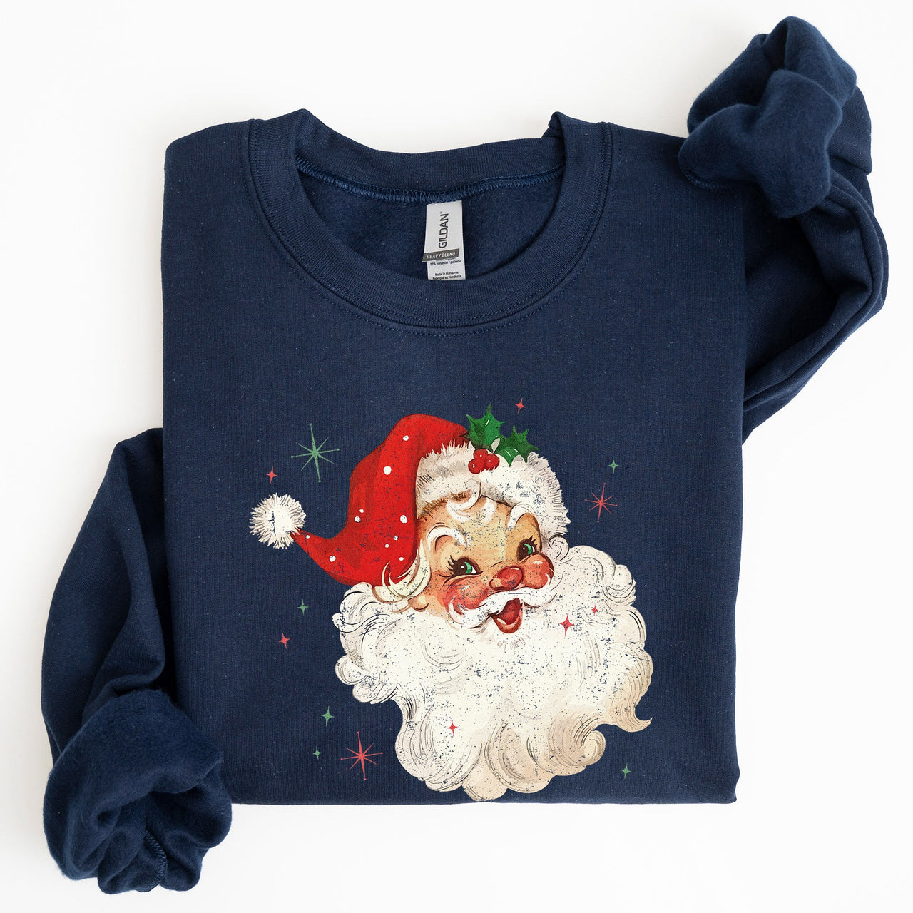Red Retro Santa Claus Christmas Vintage Classic Snow Xmas Seasonal Ornament Sweatshirt