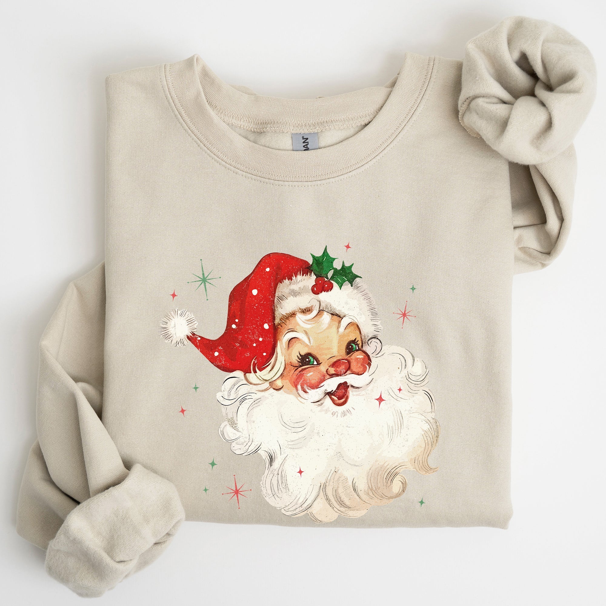 Red Retro Santa Claus Christmas Vintage Classic Snow Xmas Seasonal Ornament Sweatshirt