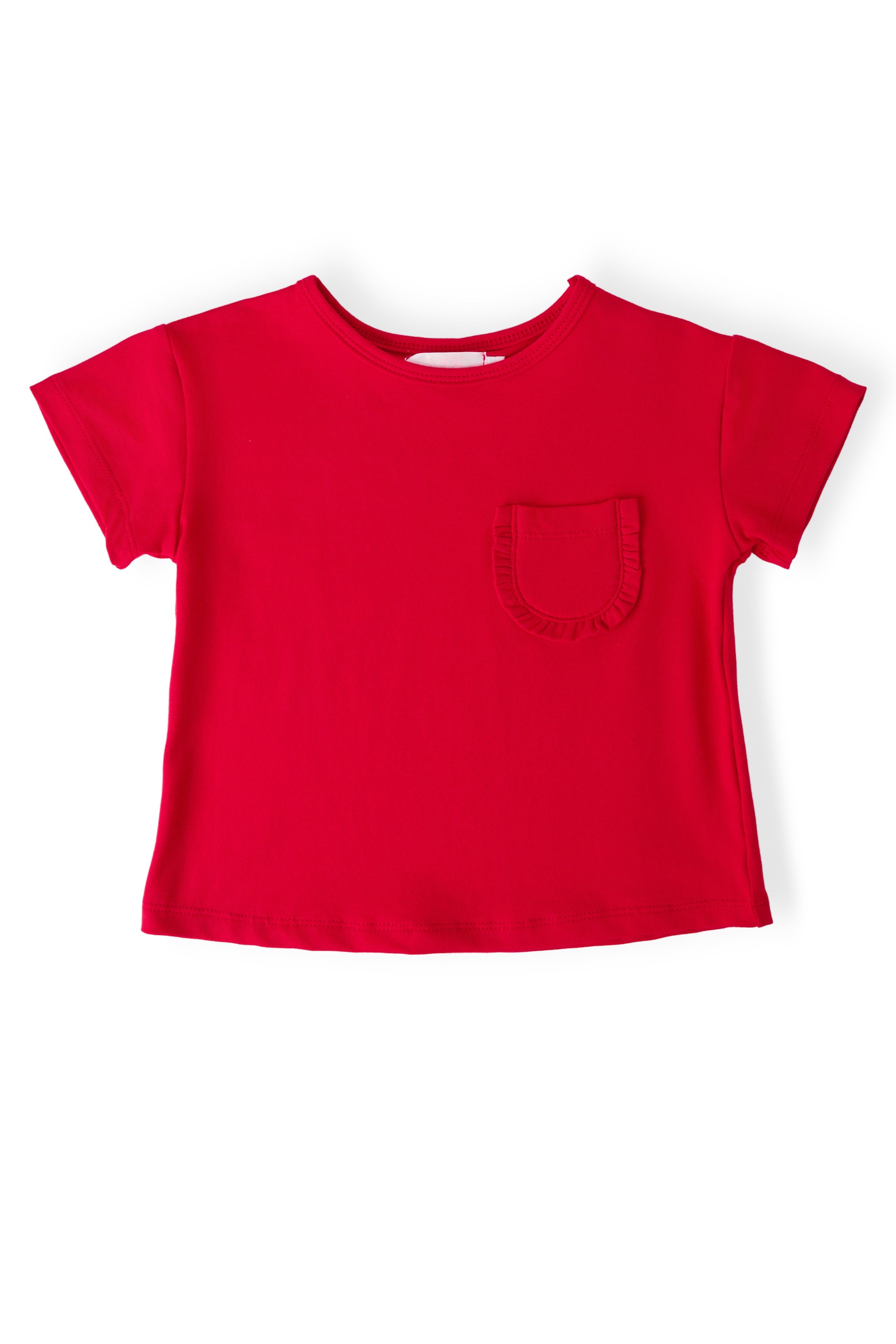 Red Ruffle Pocket Tee