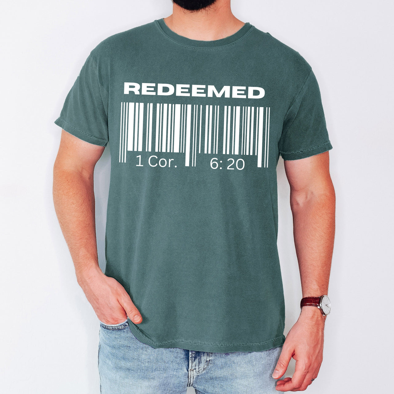 Redeemed Faith In Jesus Gospel Christian Worship Religious Message Comfort Colors Tee