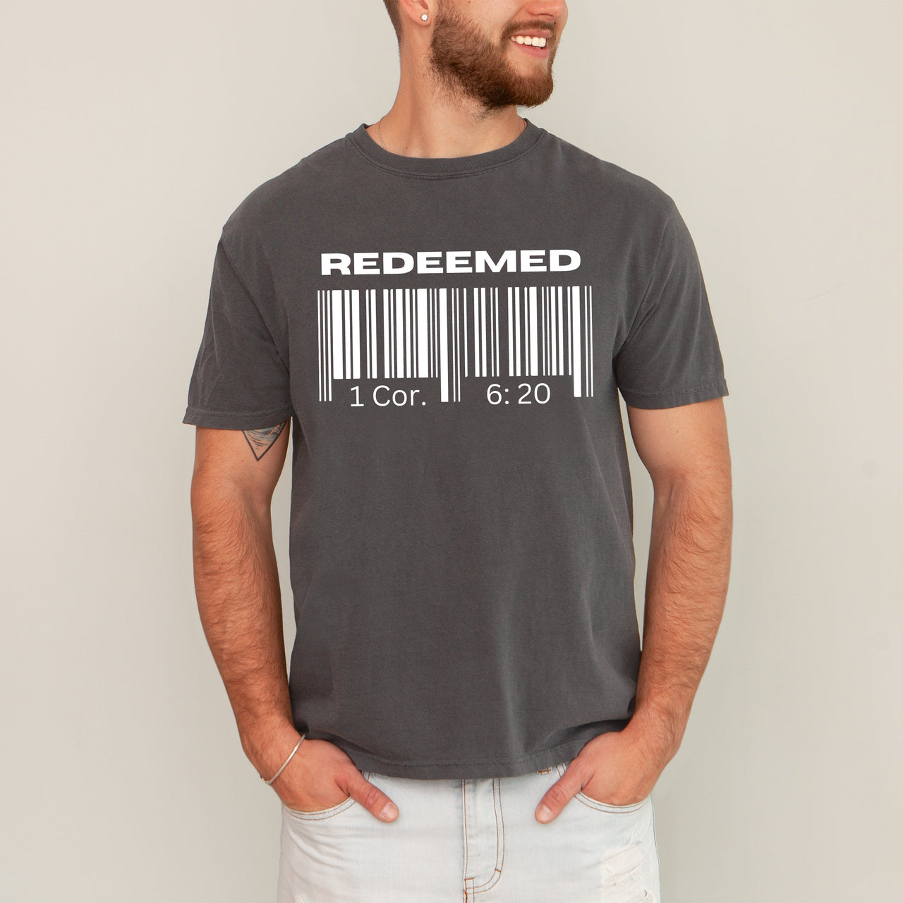 Redeemed Faith In Jesus Gospel Christian Worship Religious Message Comfort Colors Tee