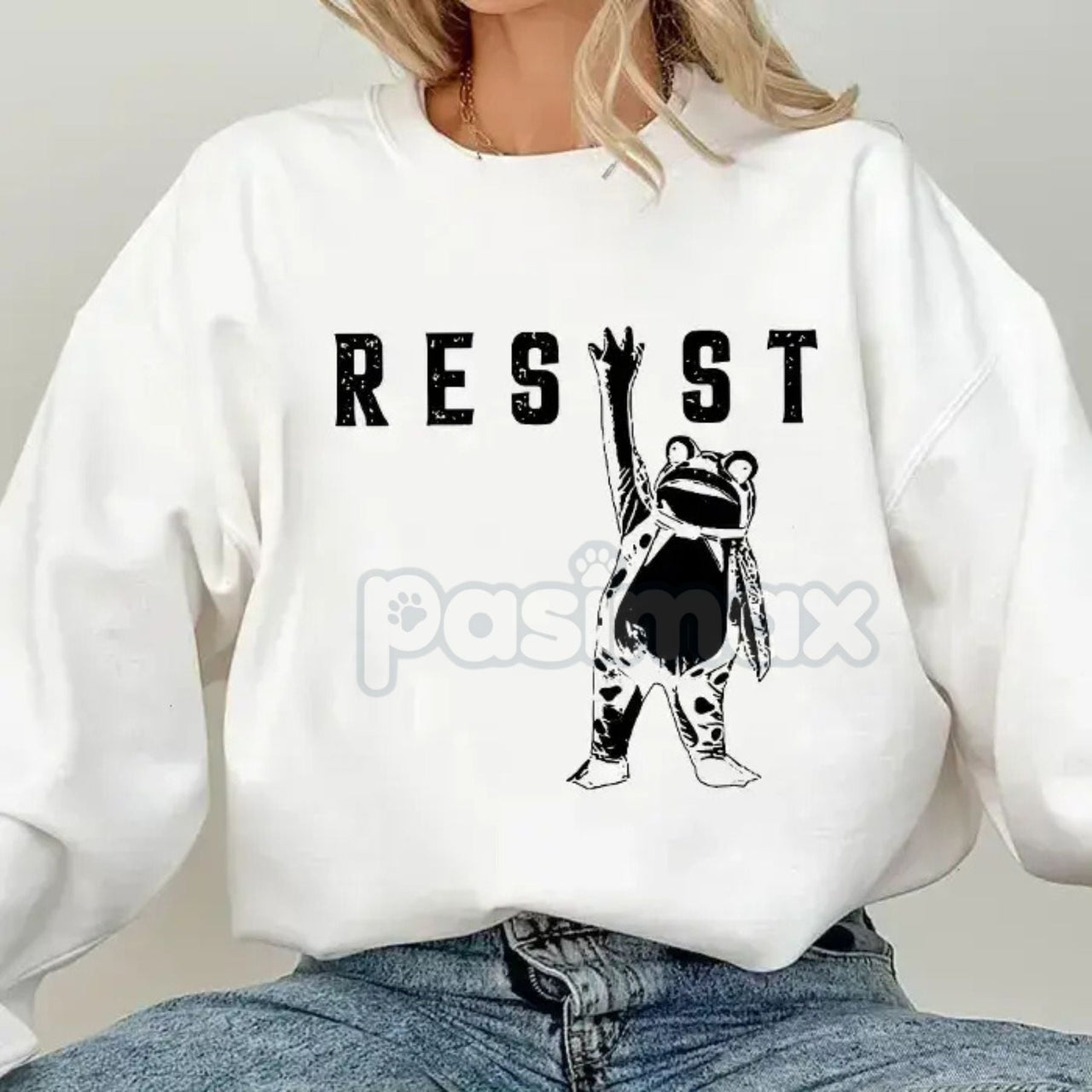 Resist Frog Rage Against The Machine Sweatshirt – I Stand With Frog Political Satire Crewneck