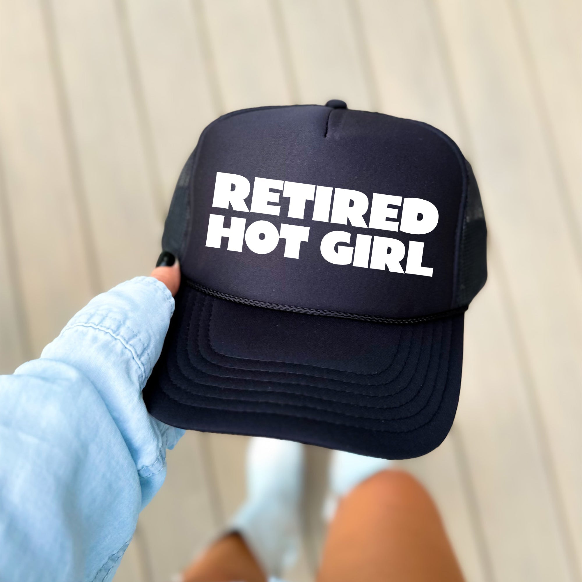 Retired Hot Girl Sassy Funny Caption Slogan Trucker Hat With Playful Attitude And Humor