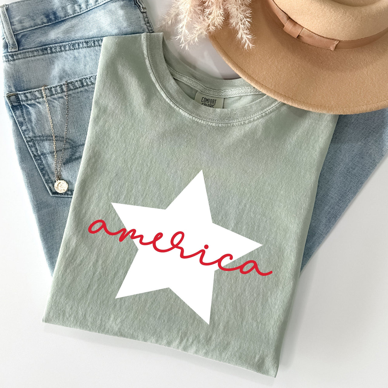 Retro America Star Comfort Colors Tee