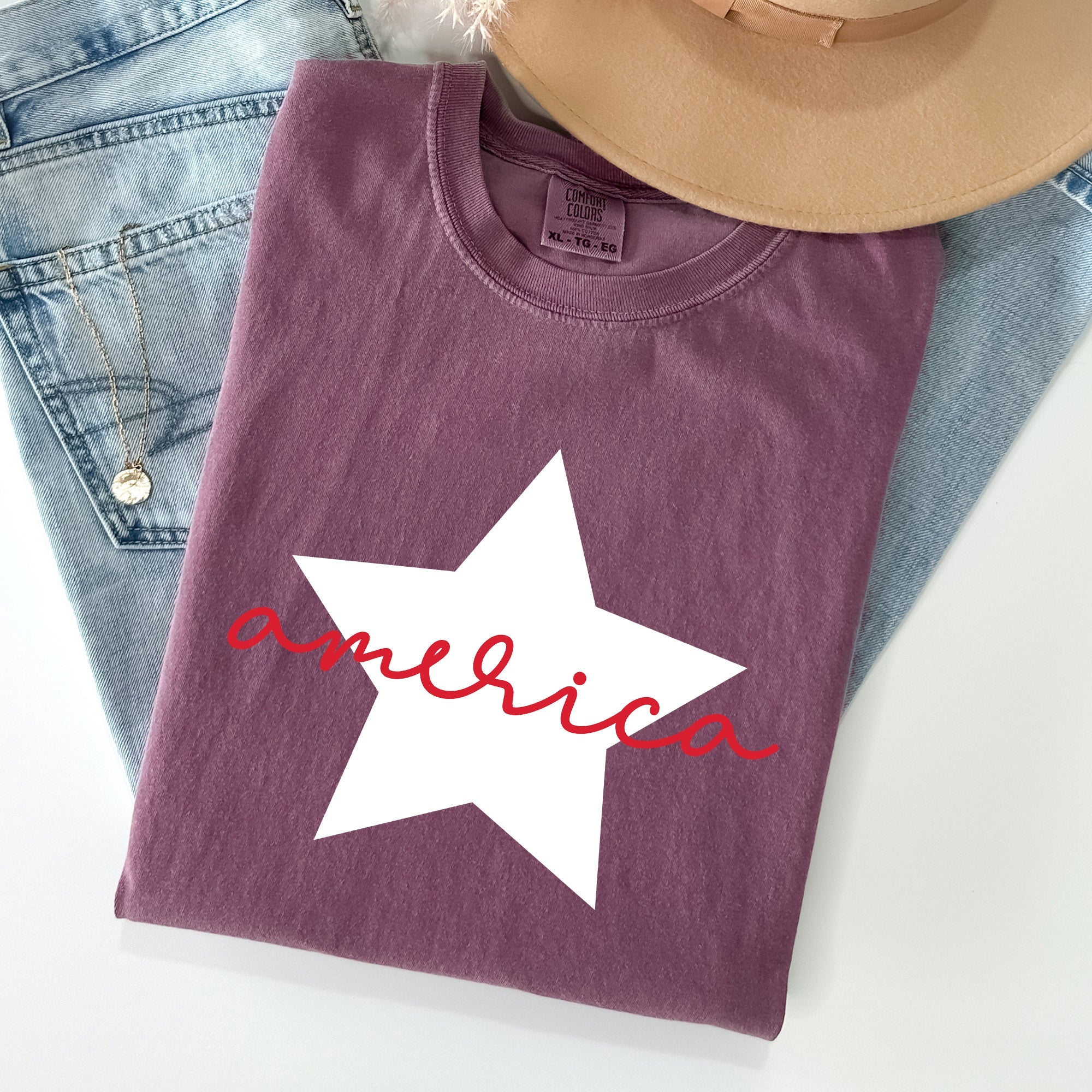 Retro America Star Comfort Colors Tee