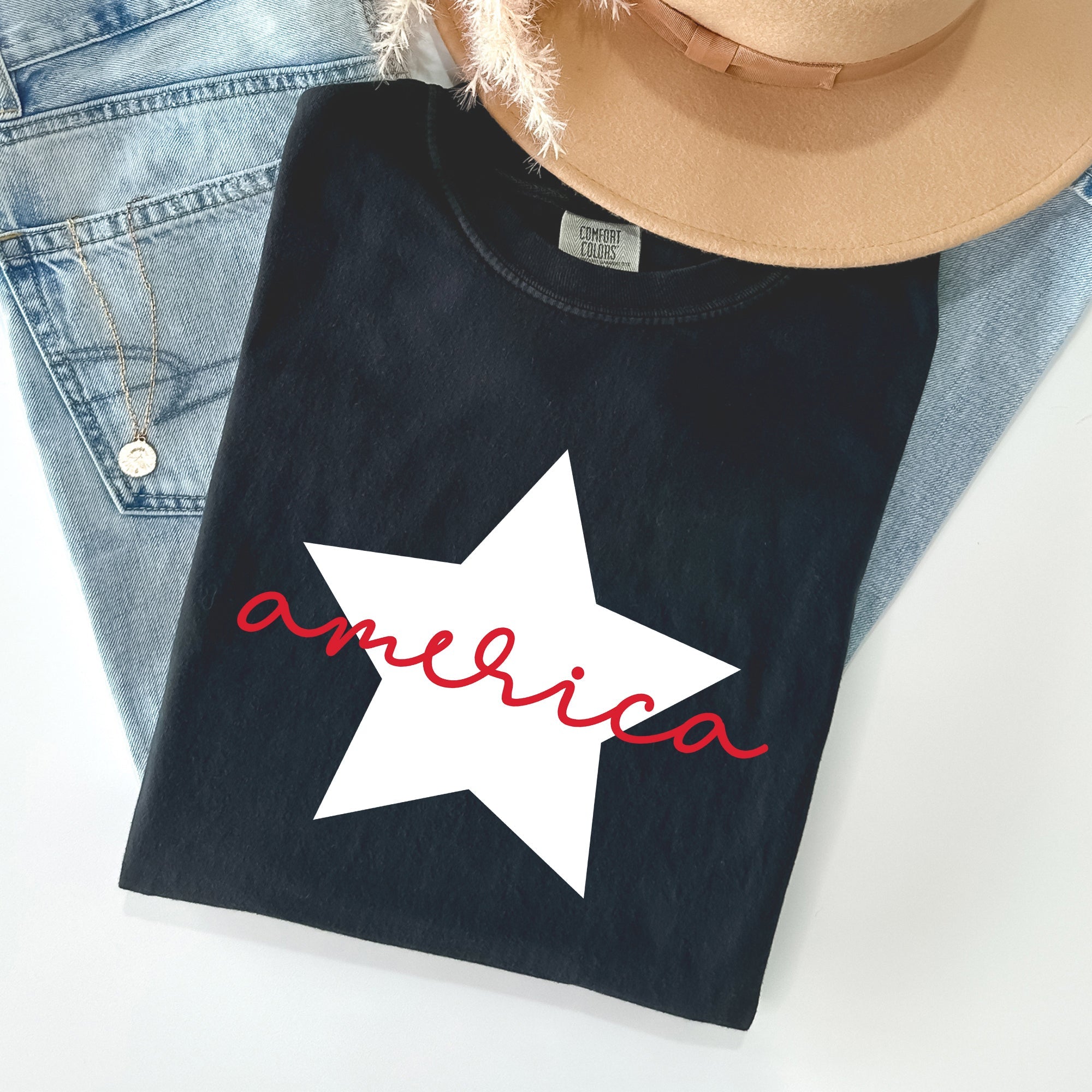 Retro America Star Comfort Colors Tee