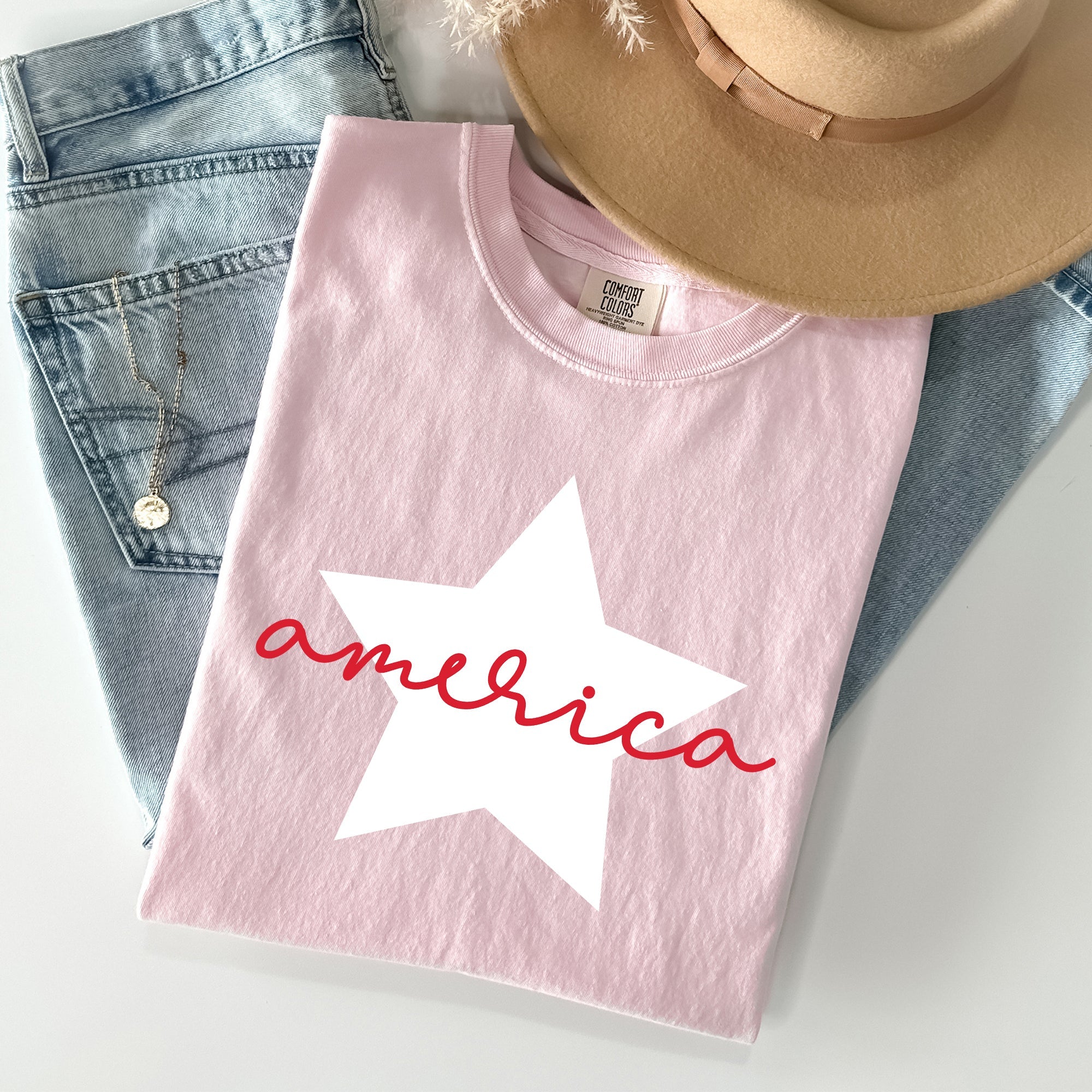 Retro America Star Comfort Colors Tee