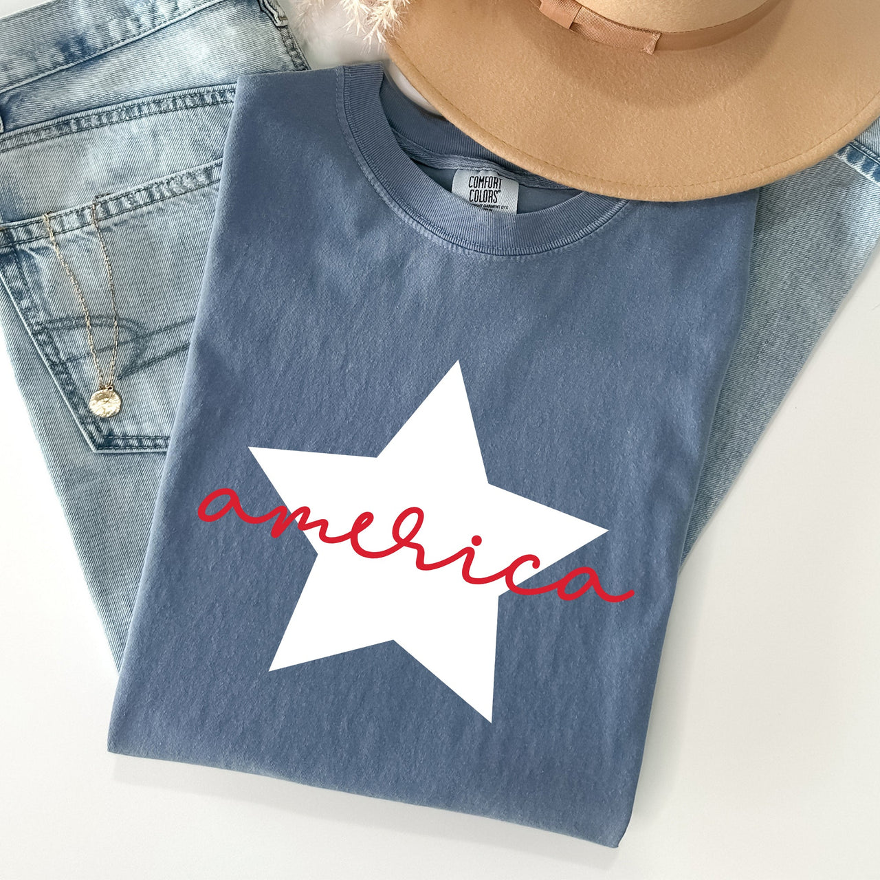 Retro America Star Comfort Colors Tee
