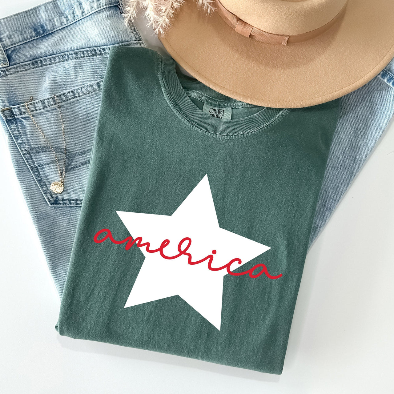 Retro America Star Comfort Colors Tee