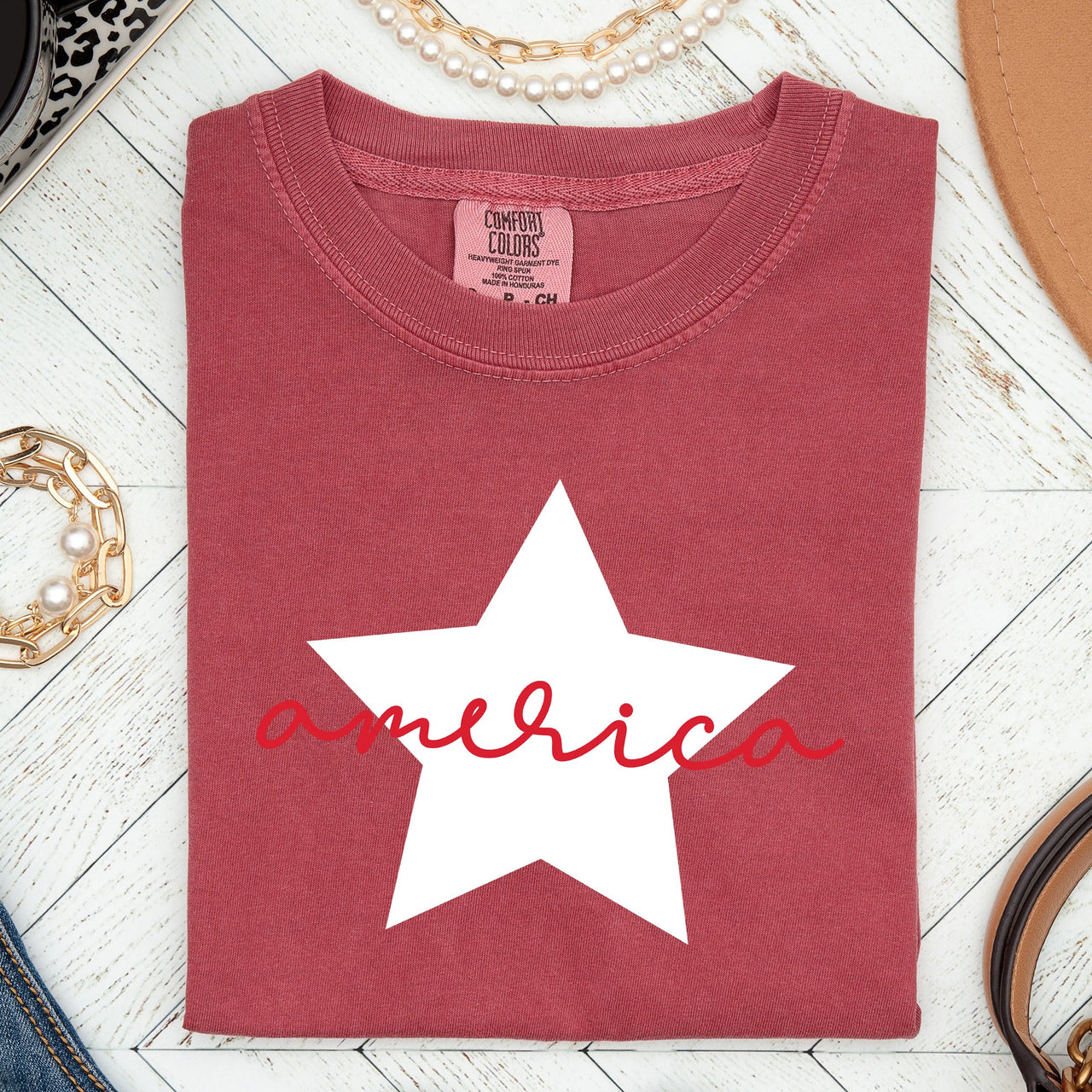Retro America Star Comfort Colors Tee
