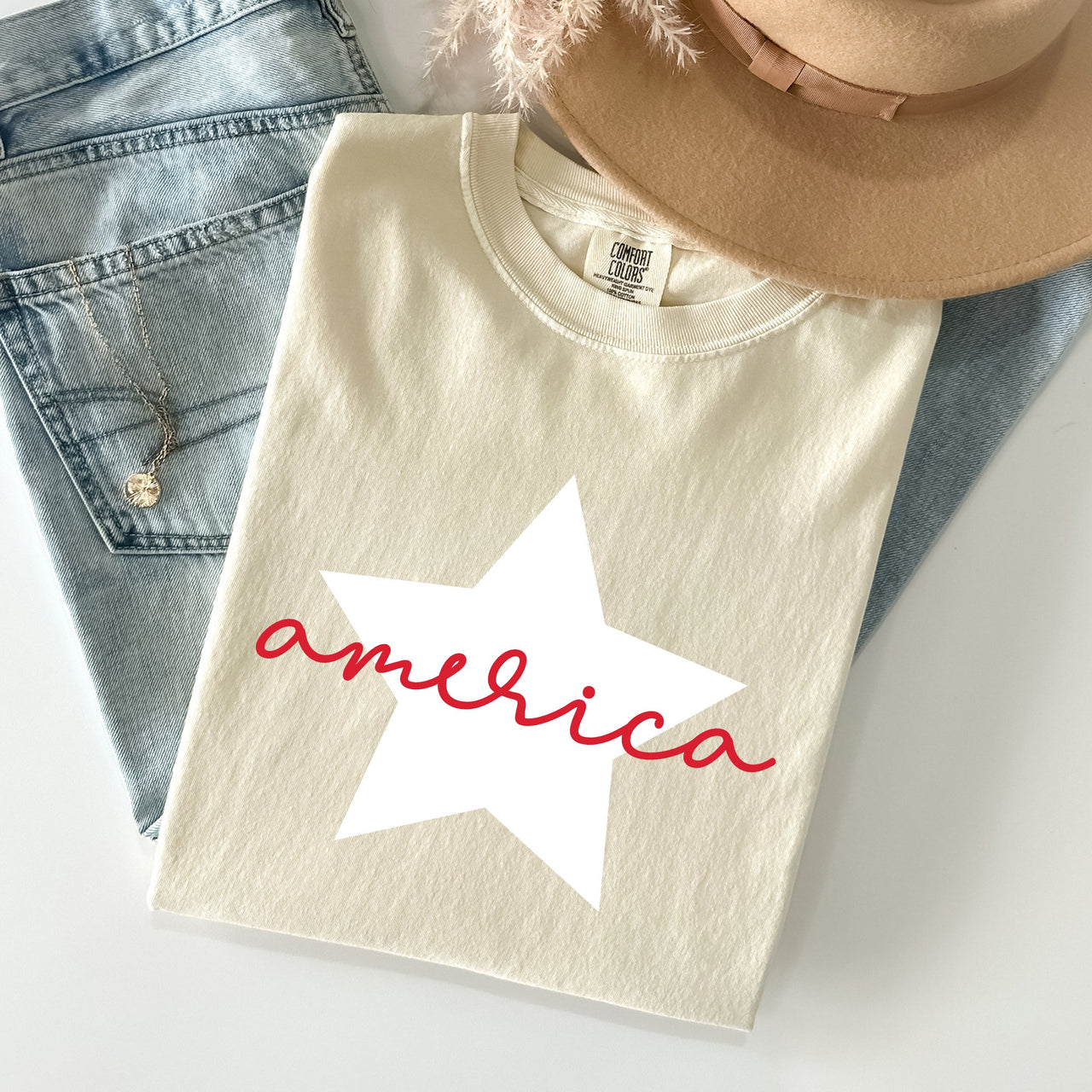 Retro America Star Comfort Colors Tee