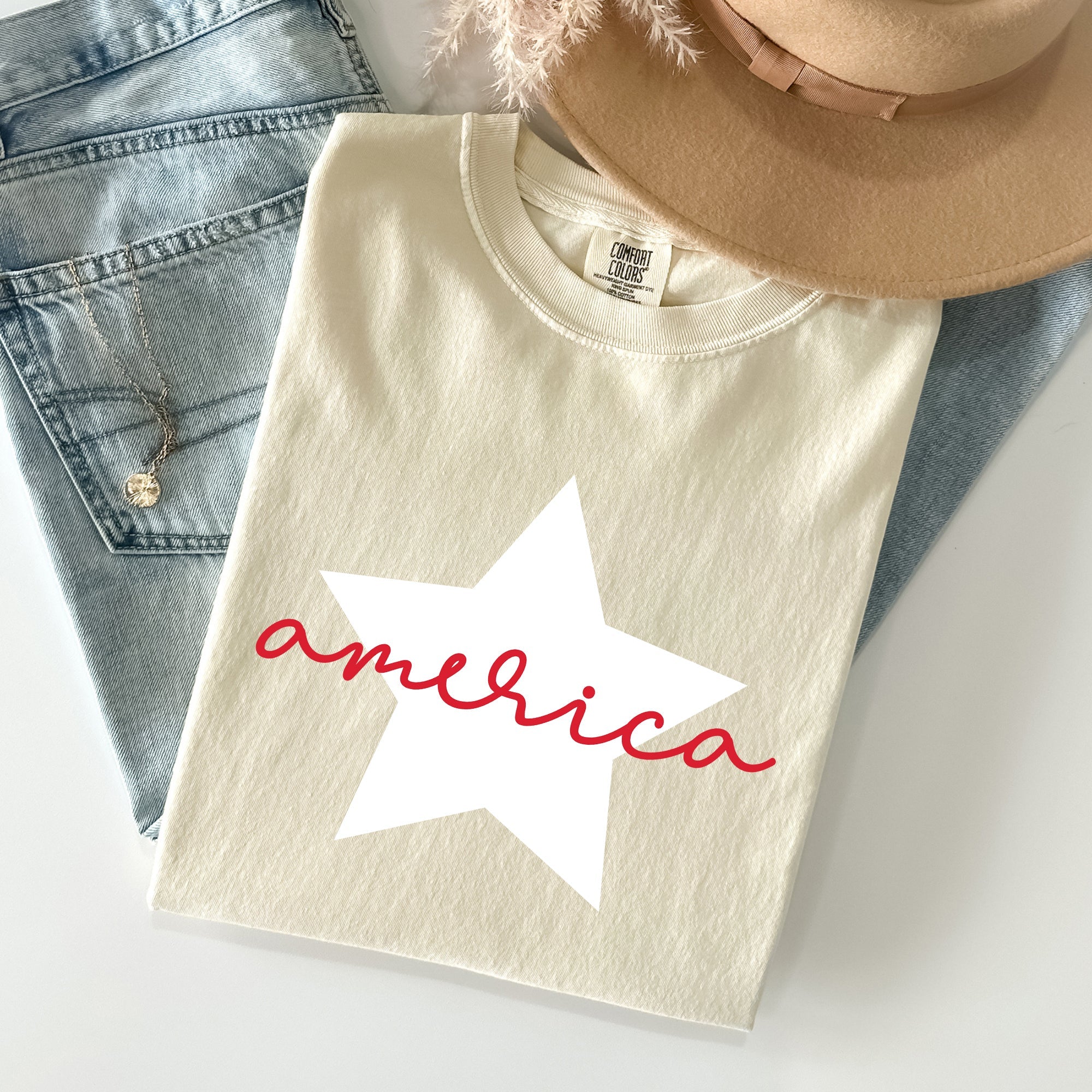 Retro America Star Comfort Colors Tee