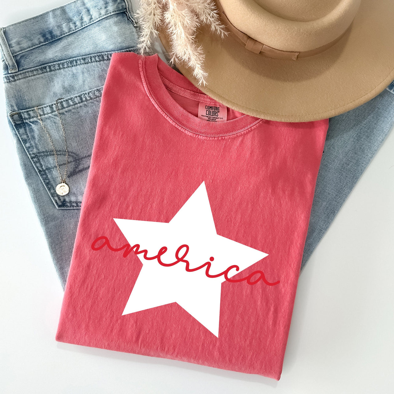 Retro America Star Comfort Colors Tee