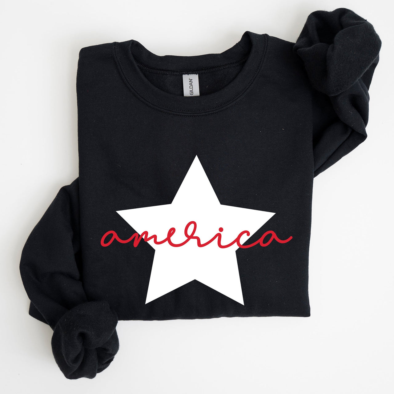 Retro America Star Red White Blue 4th Of July Patriotic Flag Design Graphic Sweatshirt