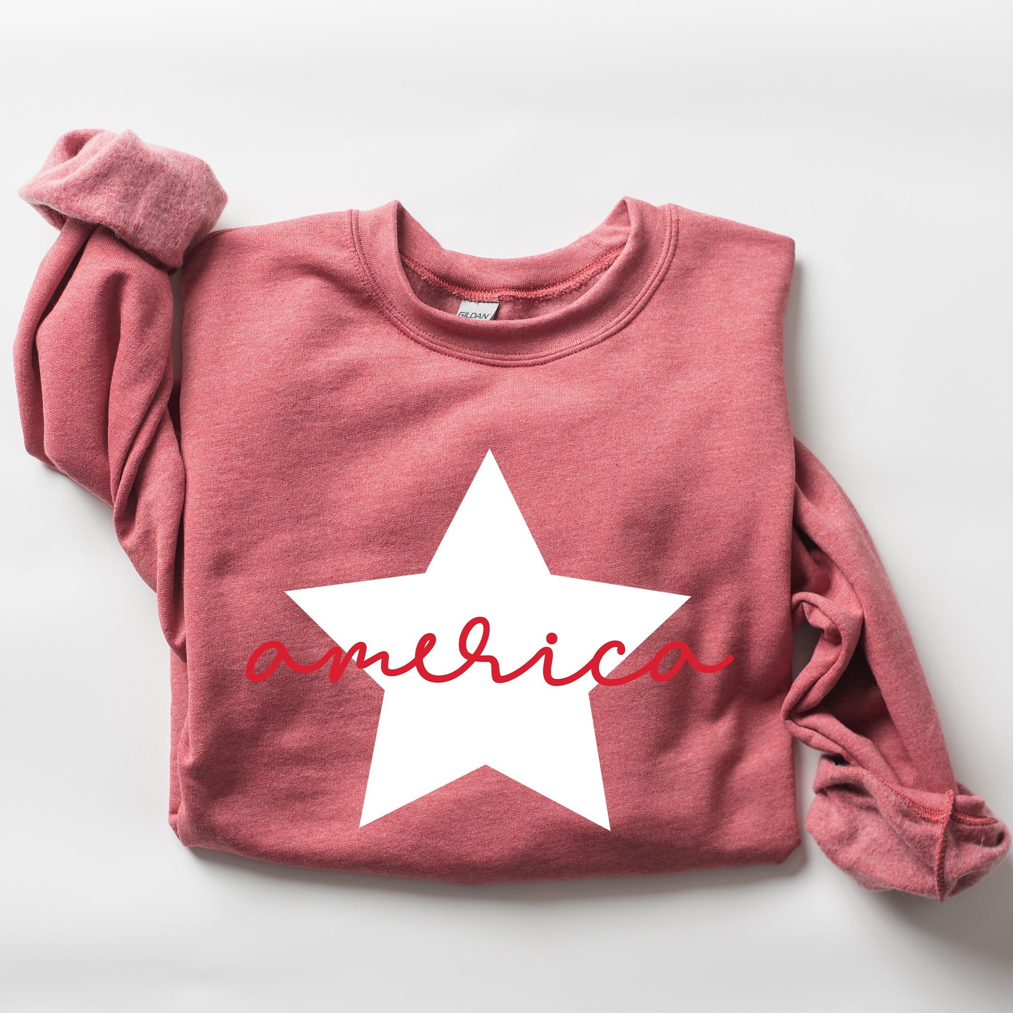 Retro America Star Red White Blue 4th Of July Patriotic Flag Design Graphic Sweatshirt