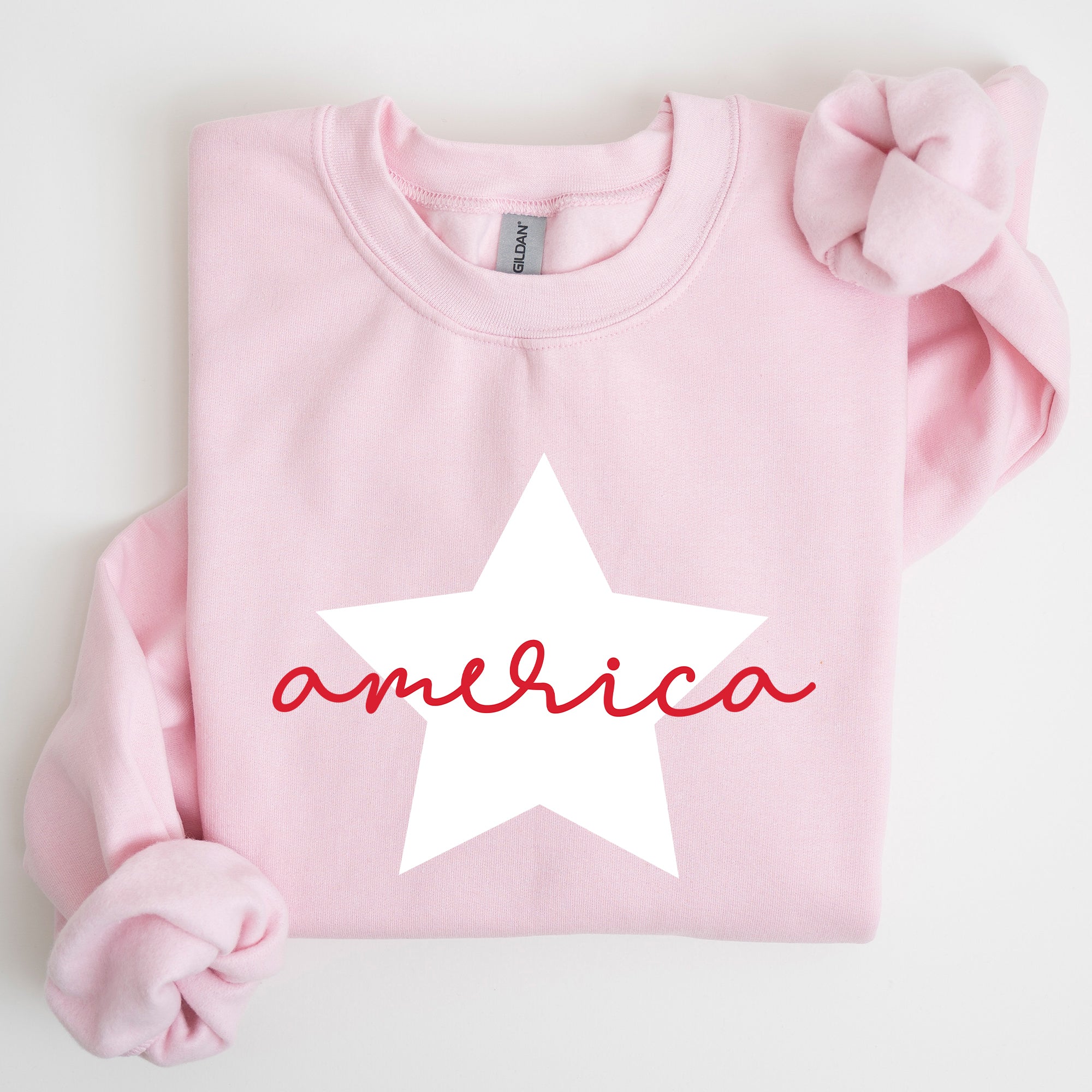 Retro America Star Red White Blue 4th Of July Patriotic Flag Design Graphic Sweatshirt