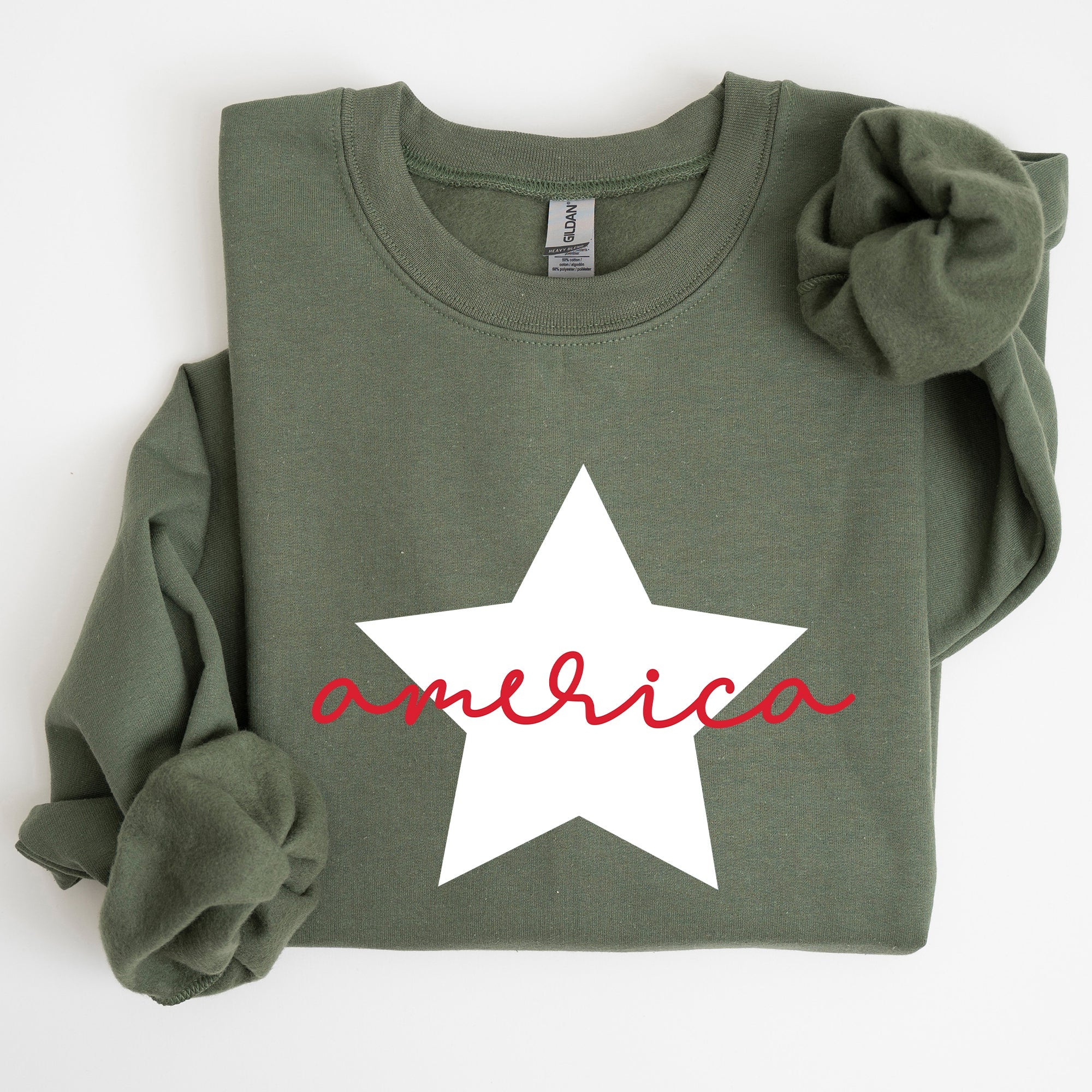 Retro America Star Red White Blue 4th Of July Patriotic Flag Design Graphic Sweatshirt