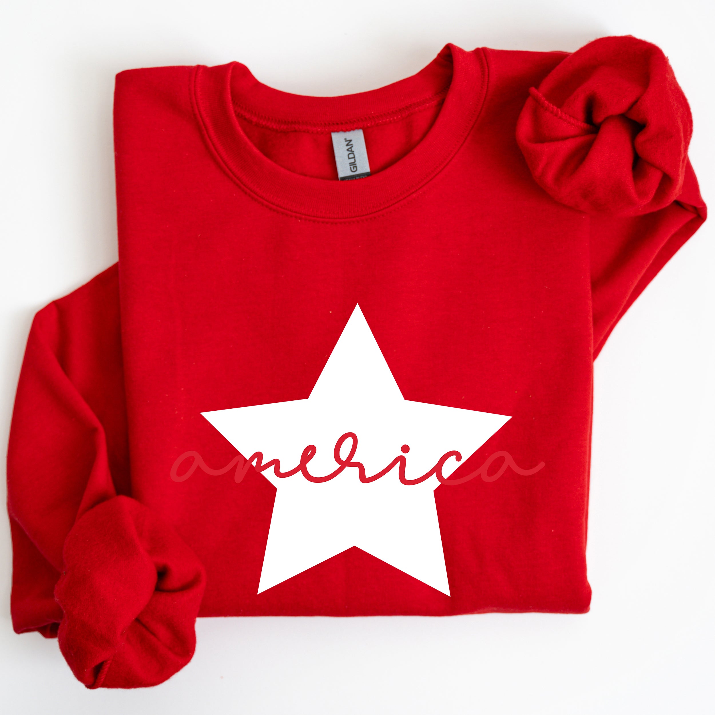 Retro America Star Red White Blue 4th Of July Patriotic Flag Design Graphic Sweatshirt