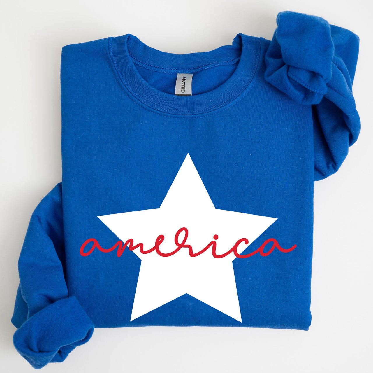 Retro America Star Red White Blue 4th Of July Patriotic Flag Design Graphic Sweatshirt