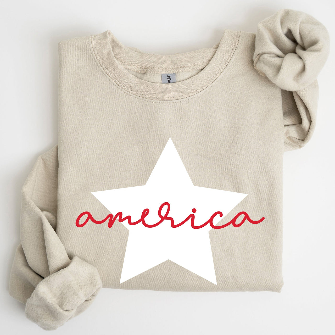 Retro America Star Red White Blue 4th Of July Patriotic Flag Design Graphic Sweatshirt